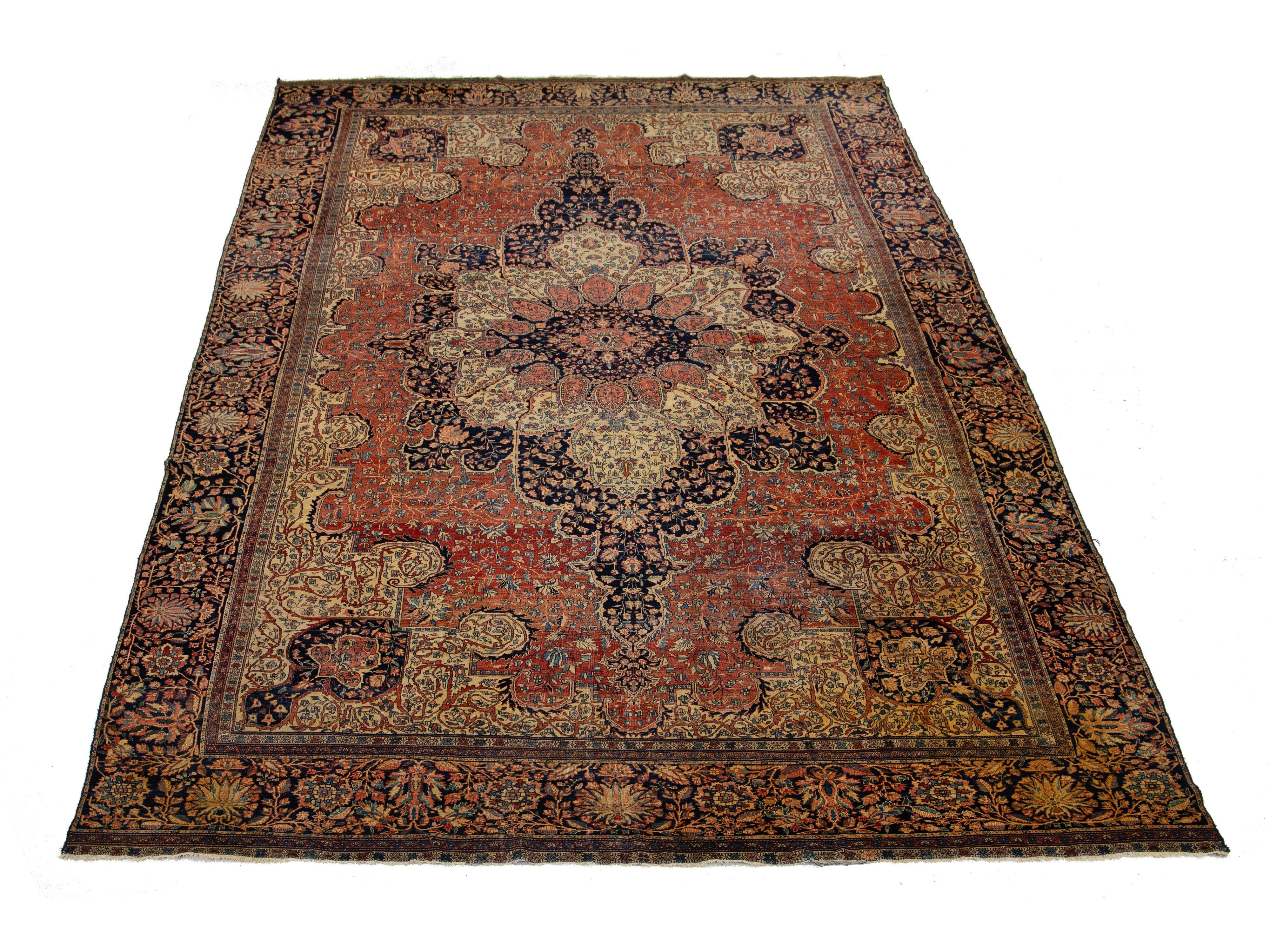 Antique Persian Farahan Wool Rug 13 X 22