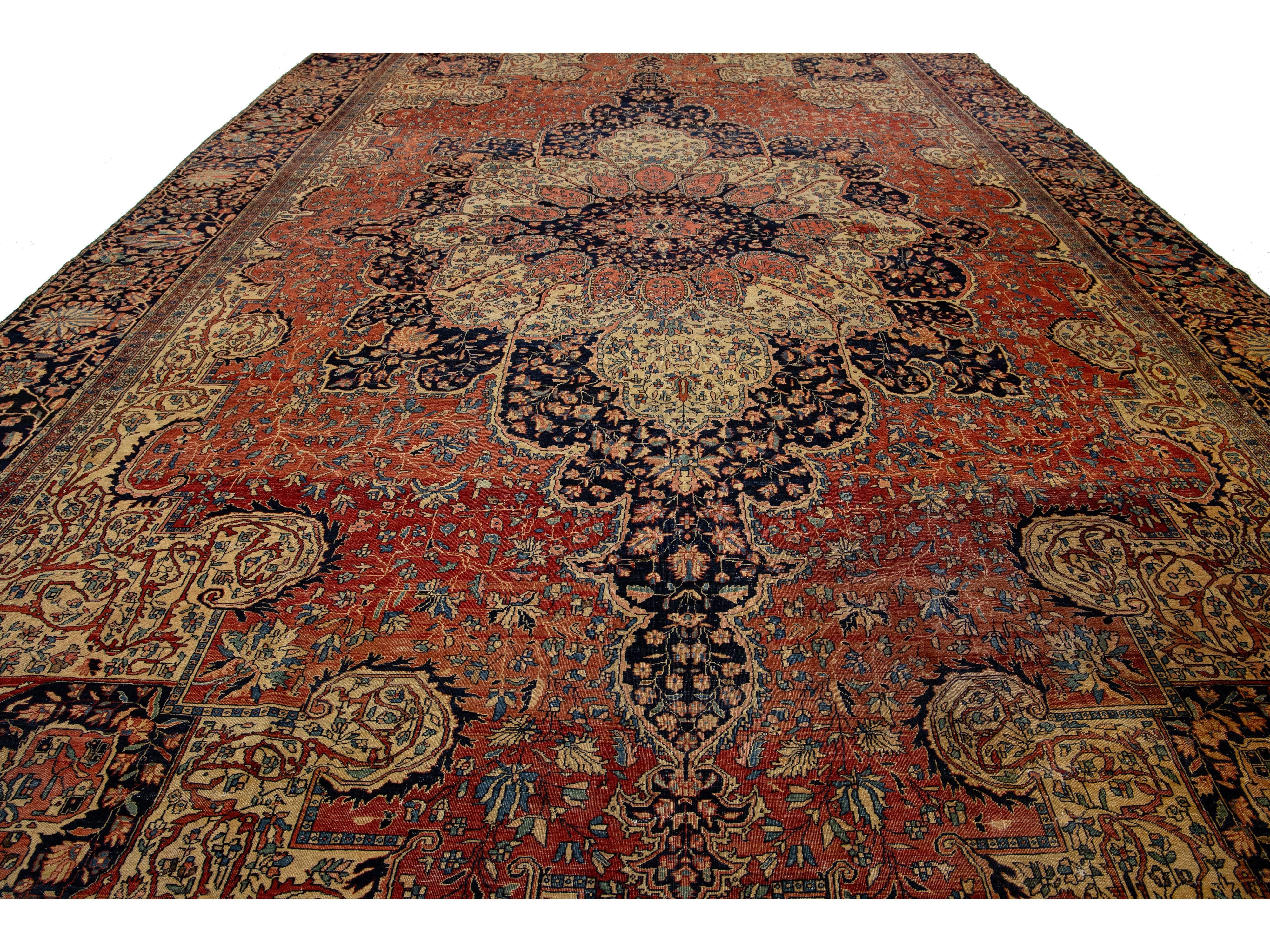 Antique Persian Farahan Wool Rug 13 X 22