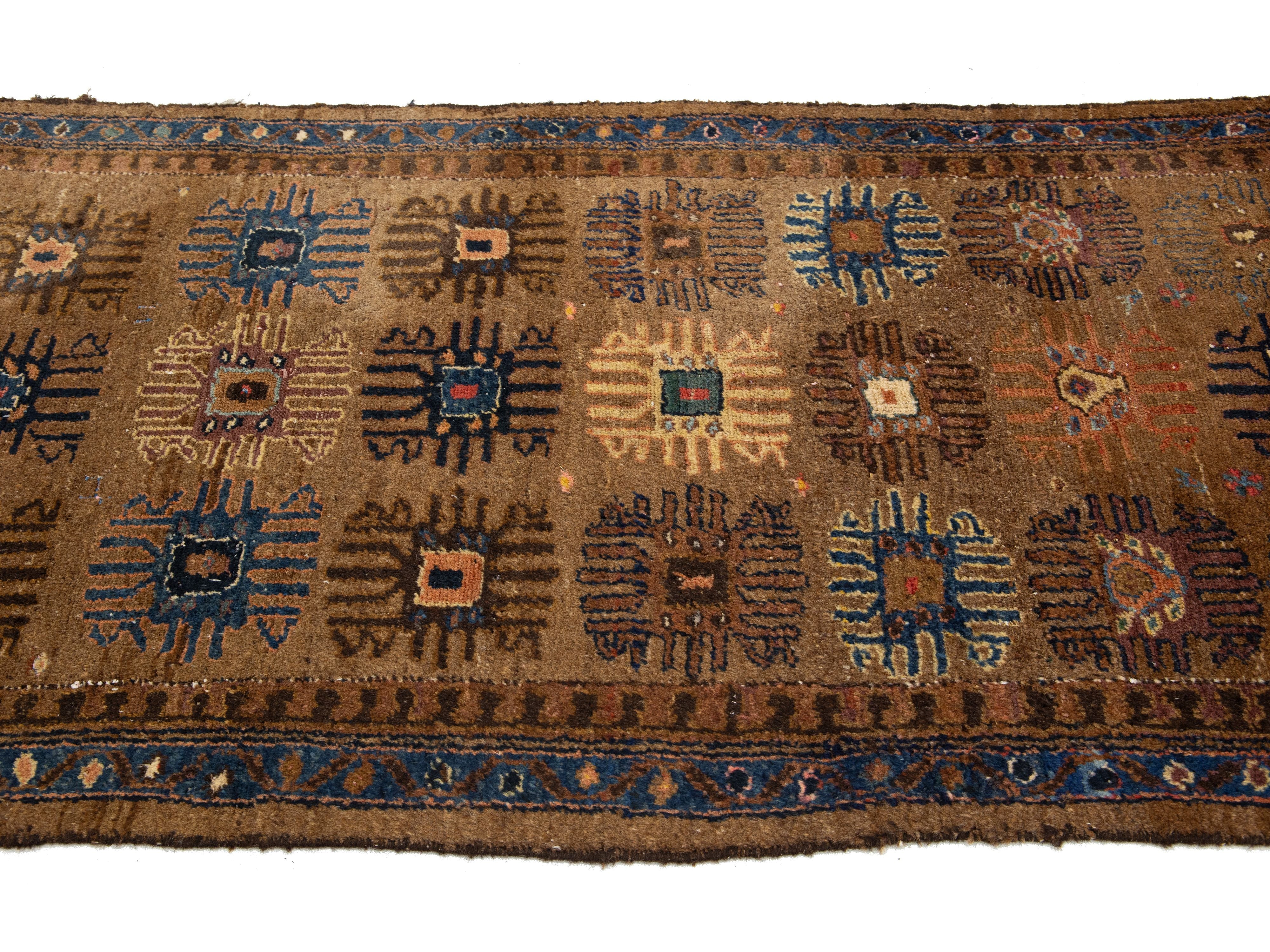 Antique Hamadan Wool Runner Rug 3 X 11