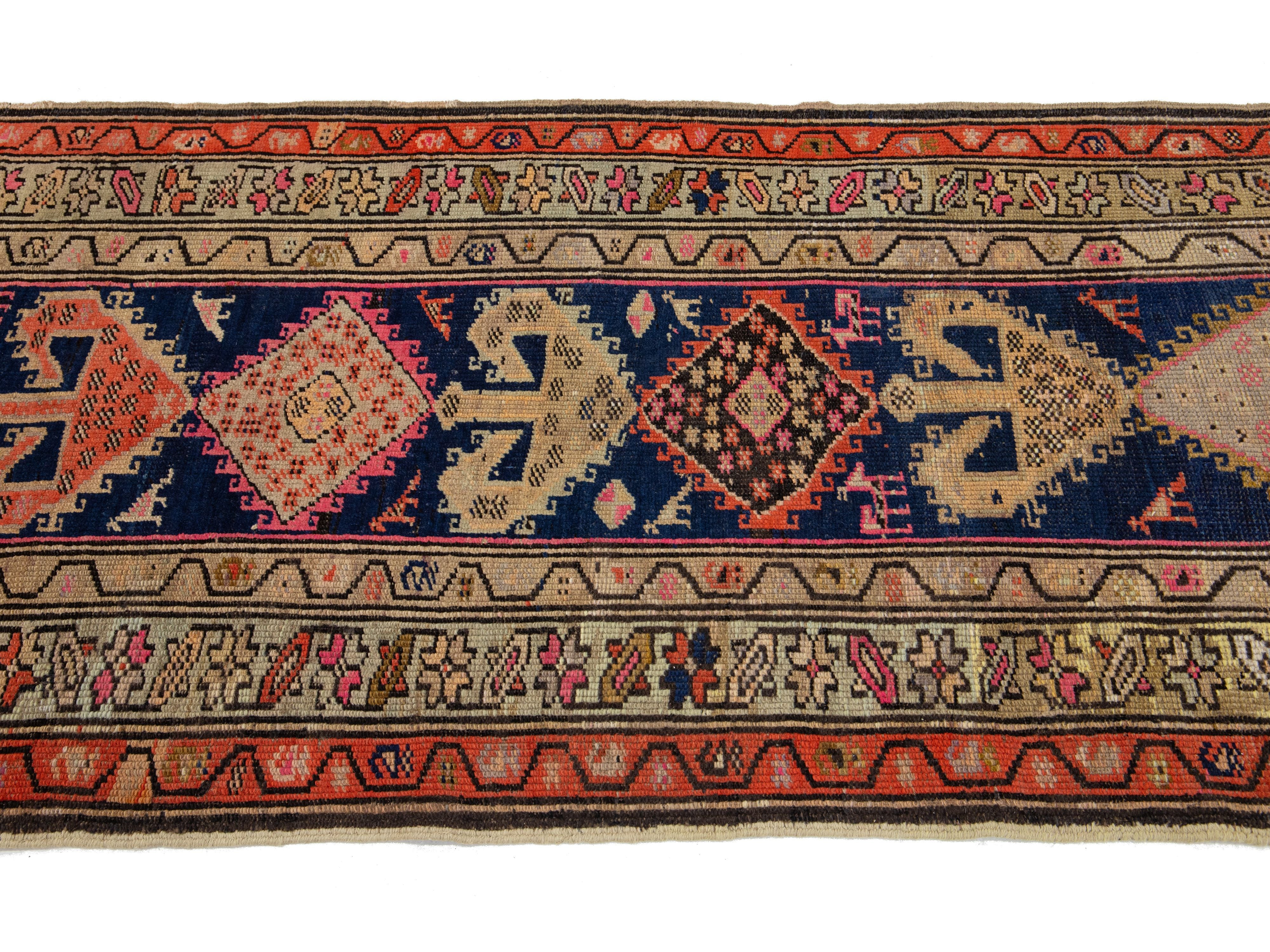 Antique Persian Malayer Wool Runner Rug 3 X 15