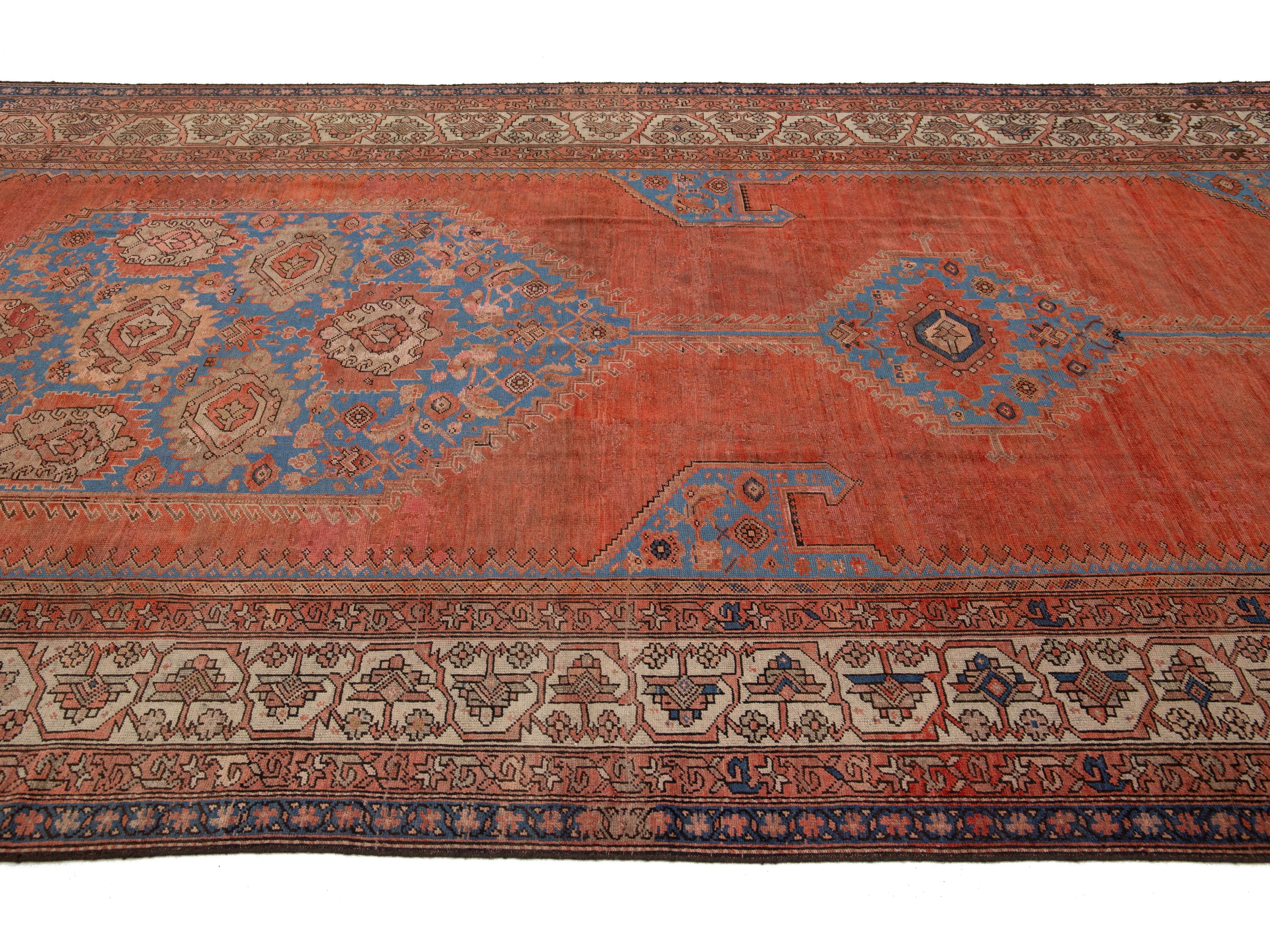 Antique Persian Bakshaish Wool Runner Rug 7 X 20
