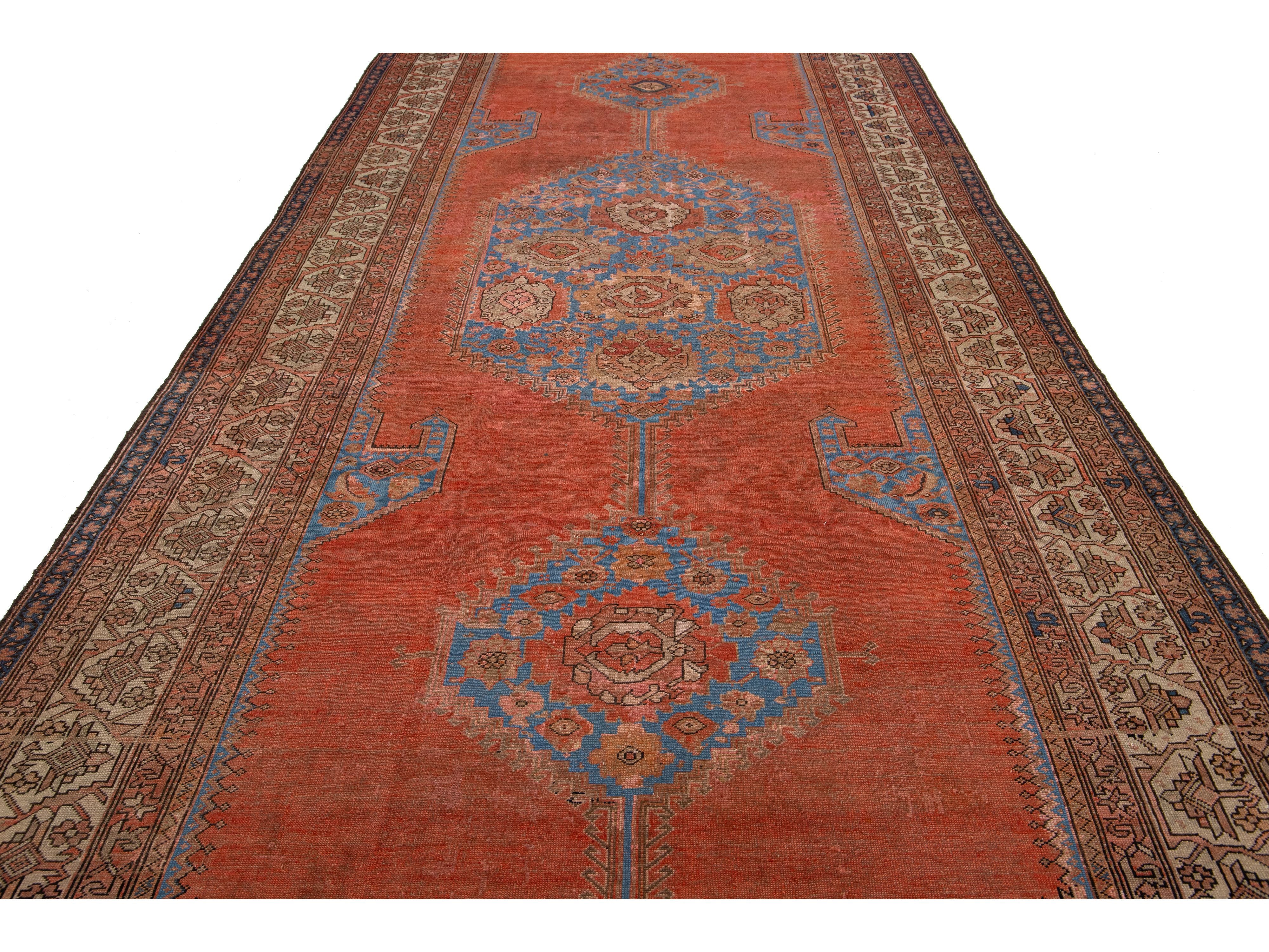 Antique Persian Bakshaish Wool Runner Rug 7 X 20