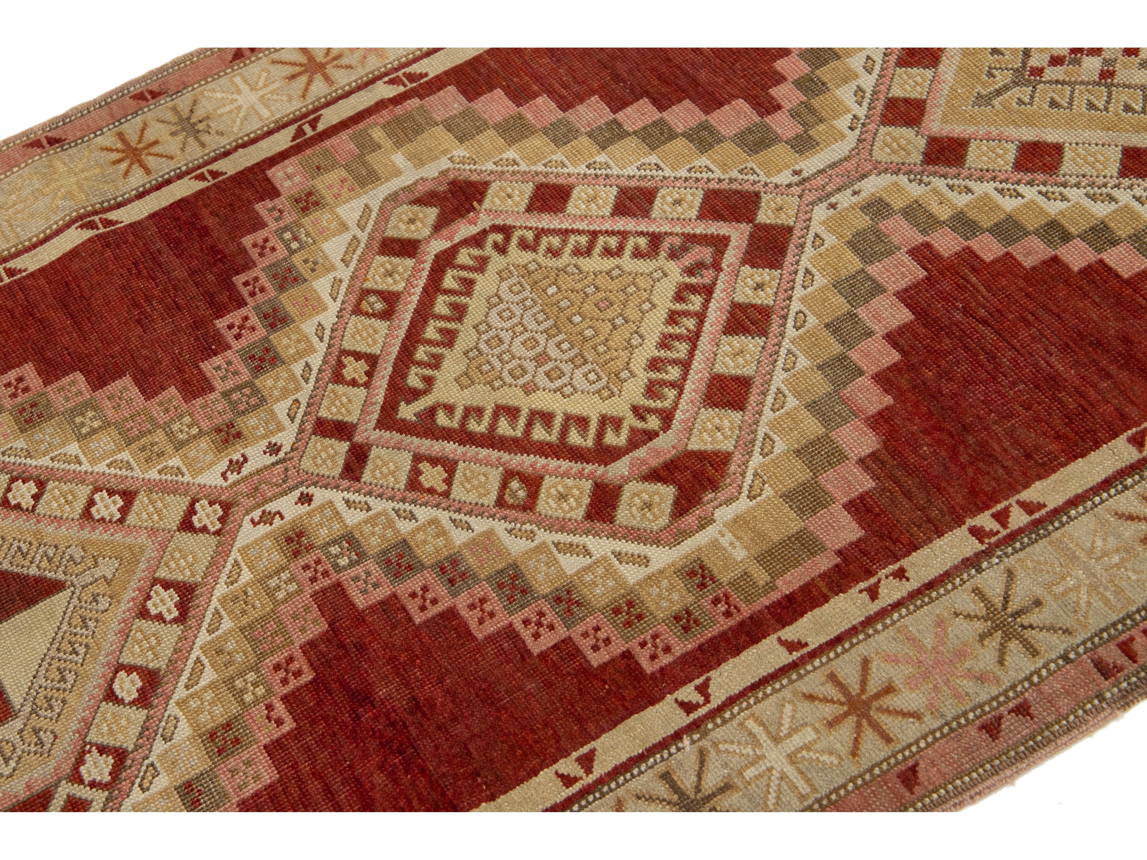 Antique Malayer Wool Runner Rug 4 X 16
