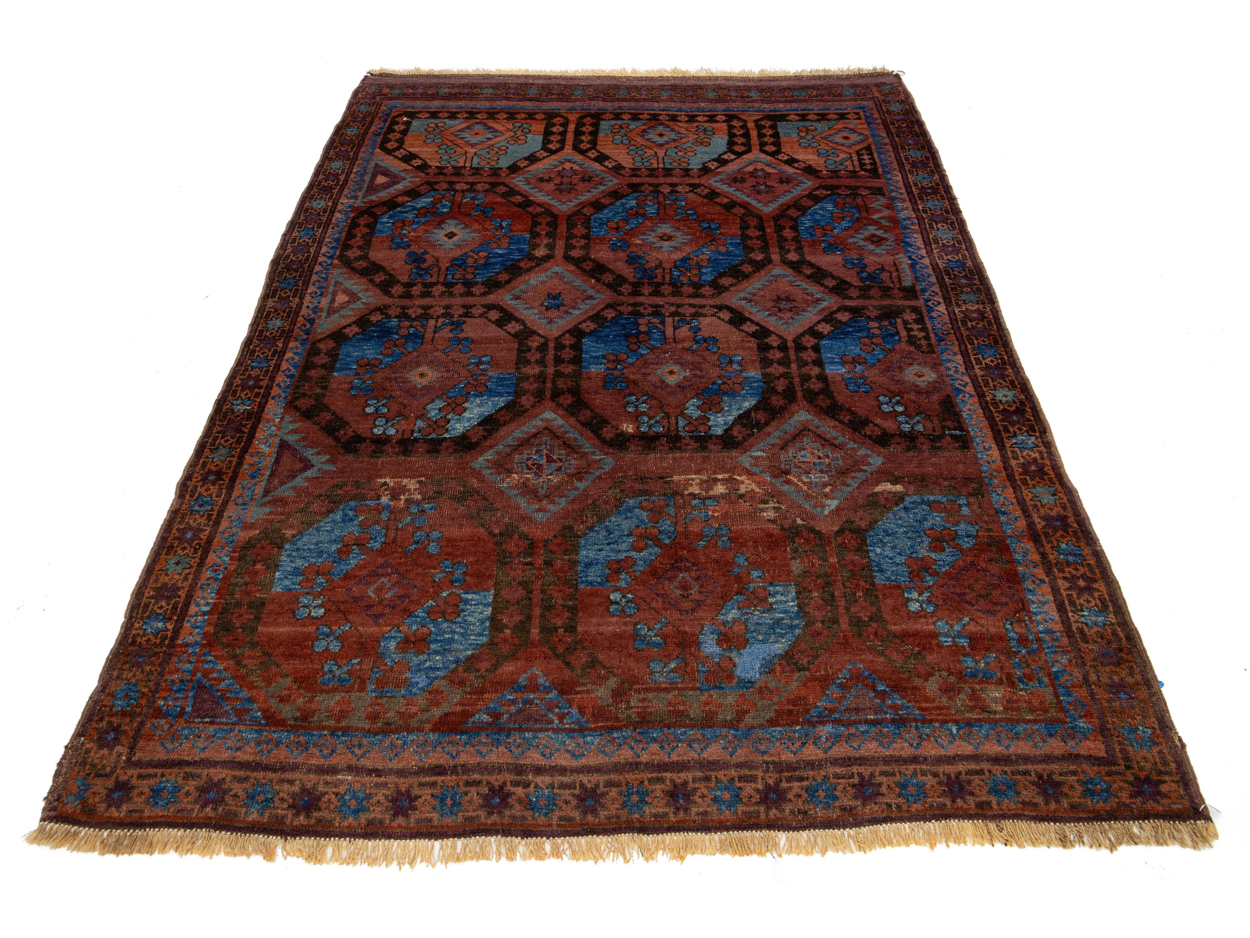 Antique Persian Turkman Wool Rug 5 X 7