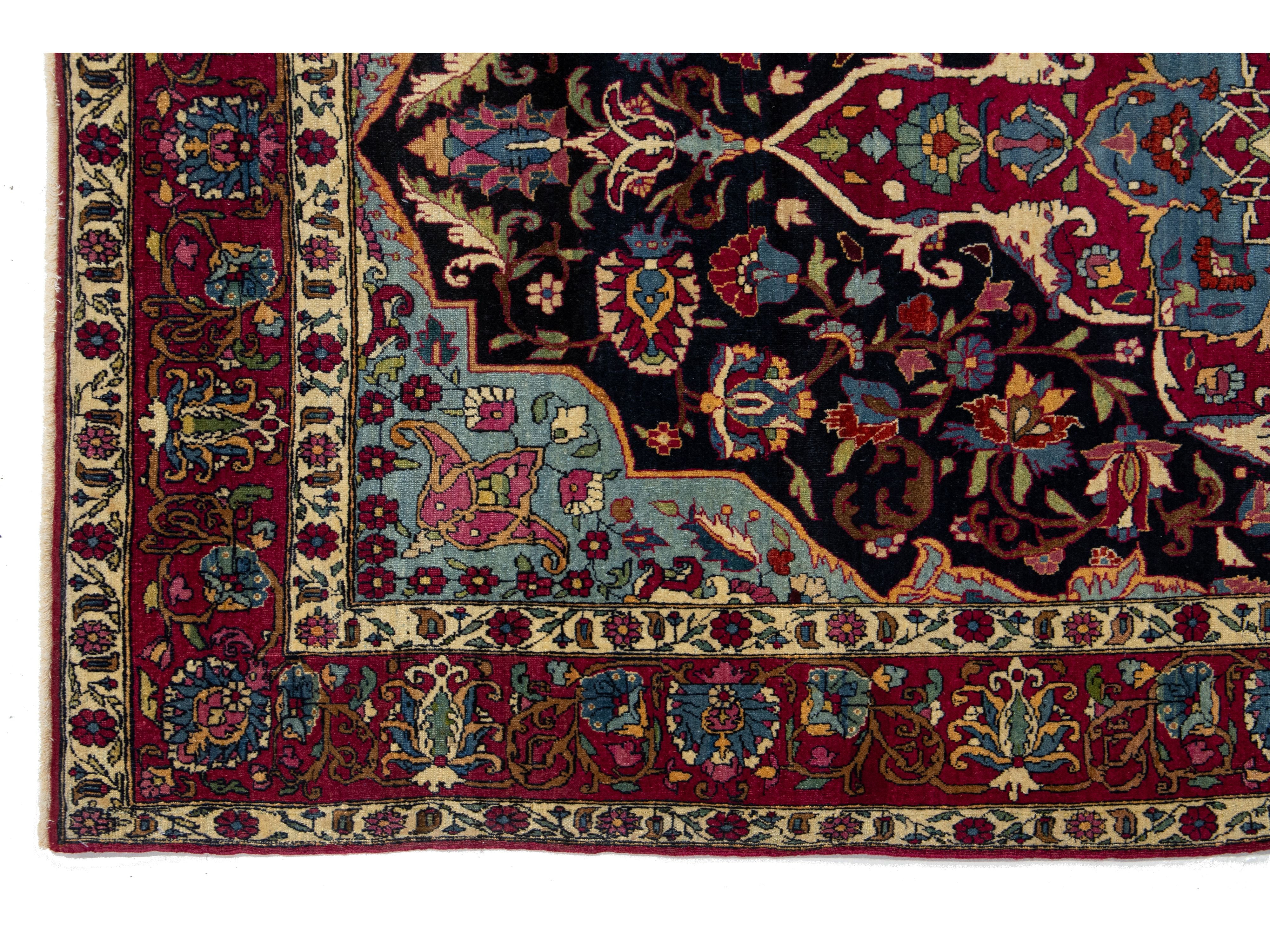 Antique Persian Kerman Wool Rug 4 X 7