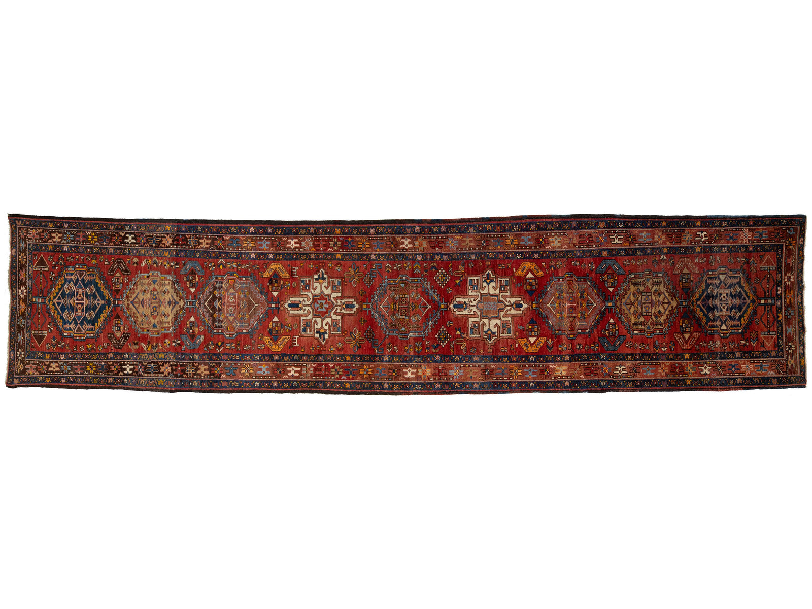 Antique Persian Heriz Wool Runner Rug 3 X 18