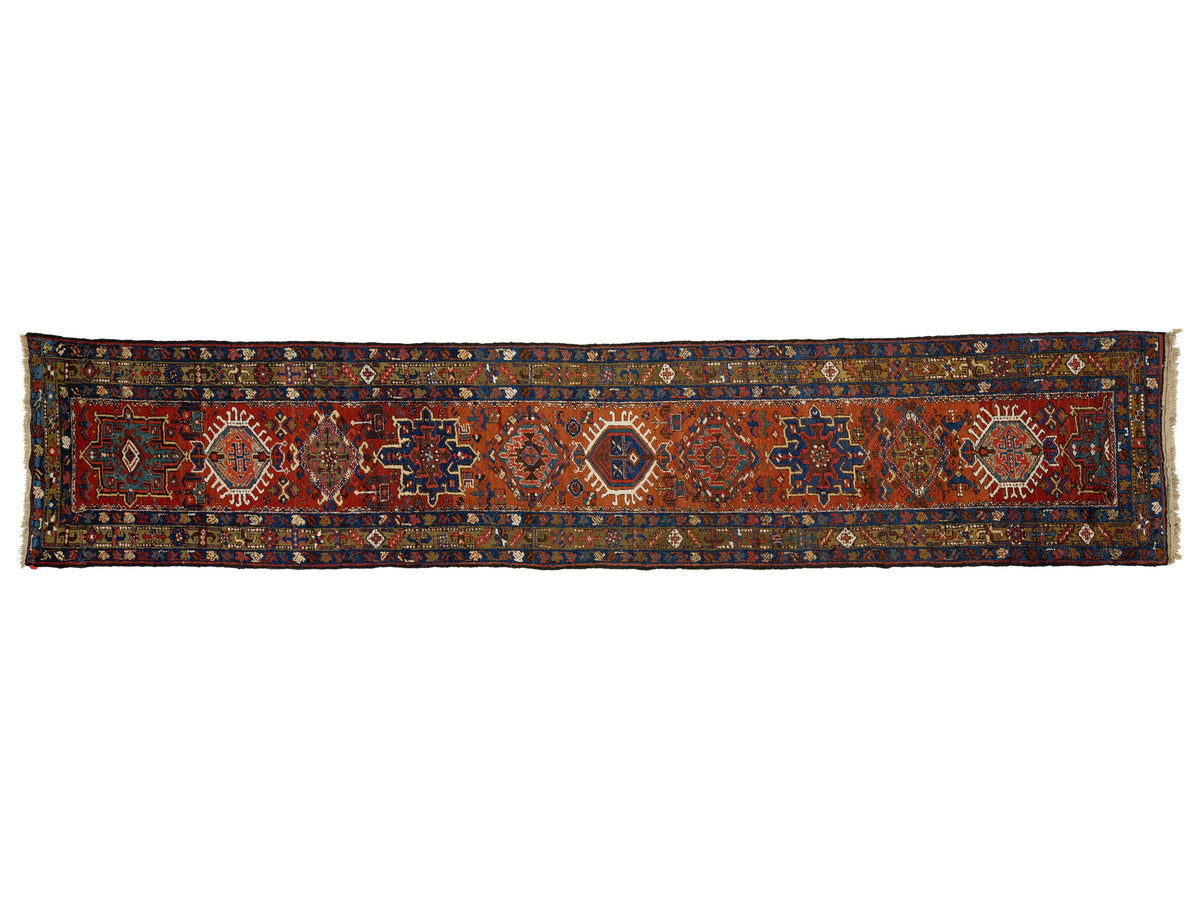 Antique Persian Heriz Wool Runner Rug 3 X 15