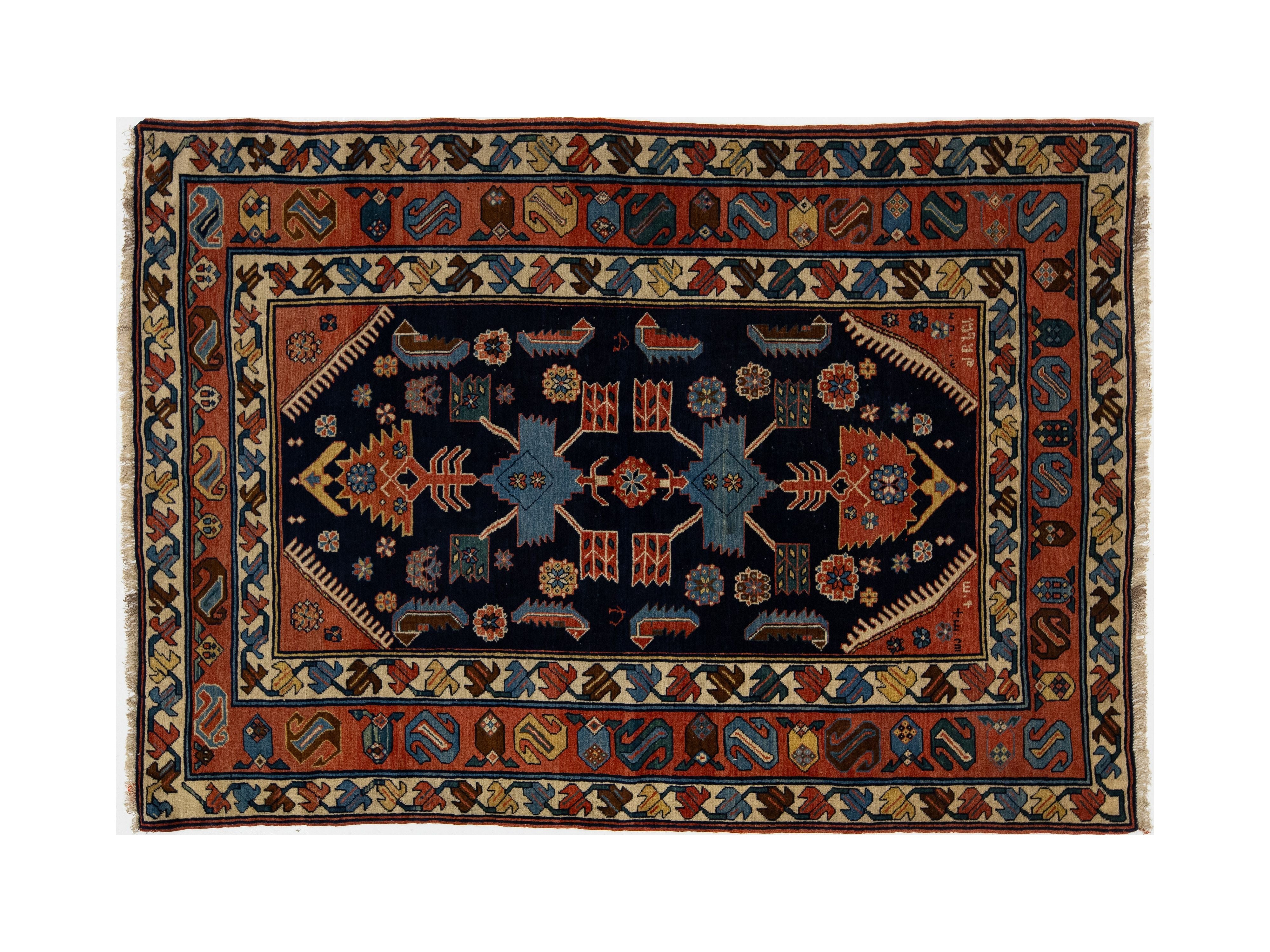 Antique Persian Hamadan Wool Rug 4 X 7