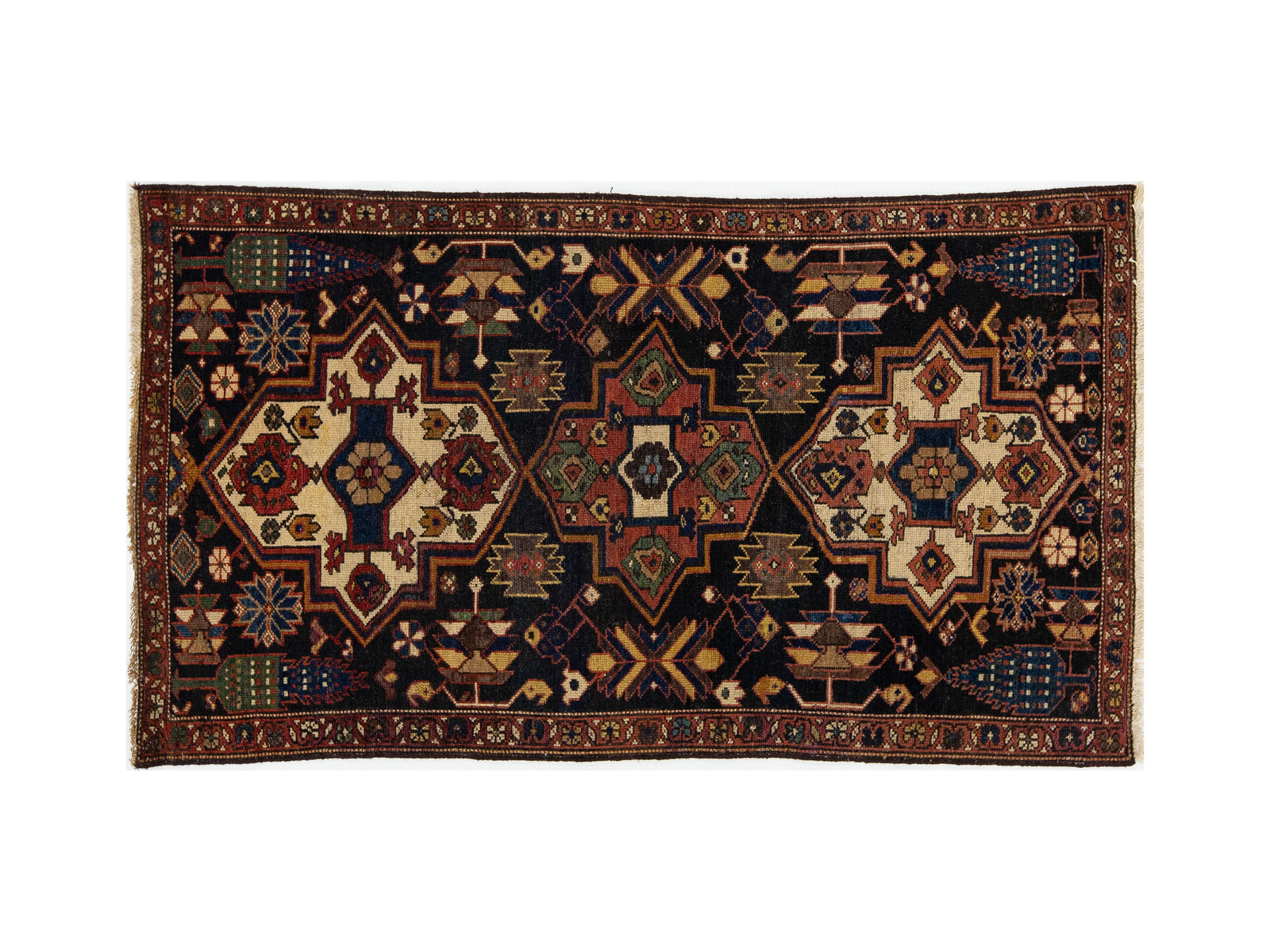 Antique Persian Malayer Wool Rug 3 X 6