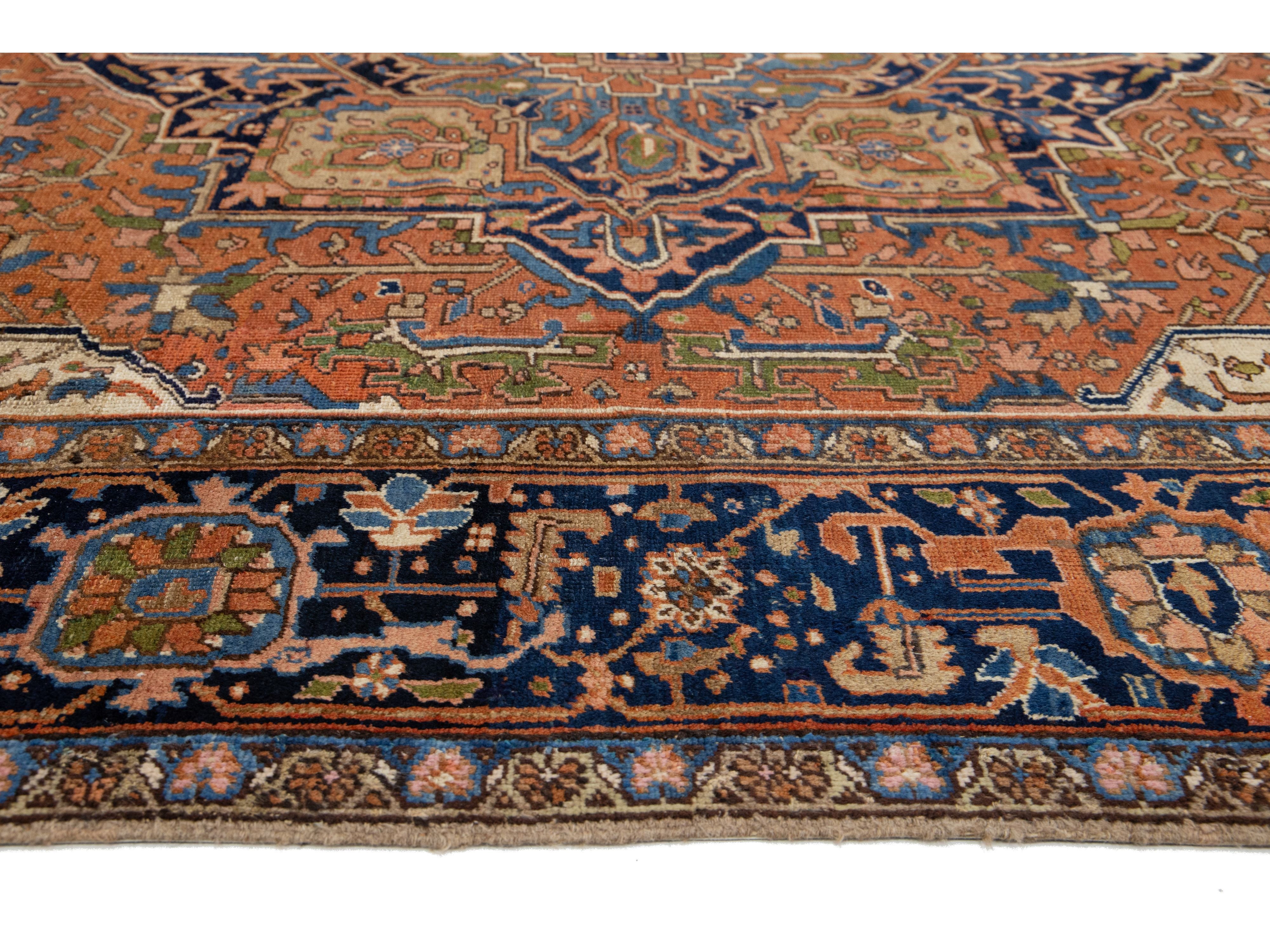Antique Persian Heriz Wool Rug 8 X 12