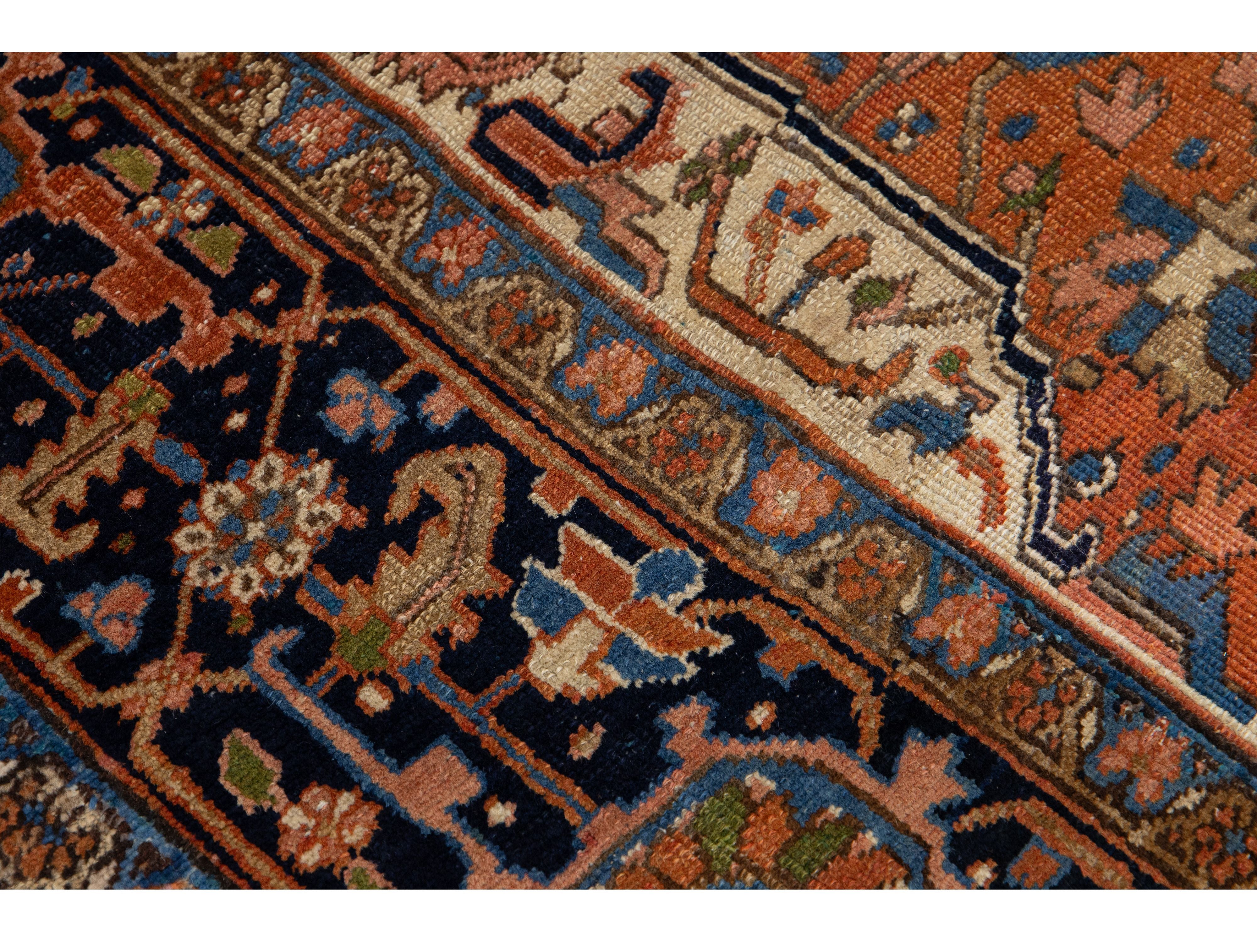 Antique Persian Heriz Wool Rug 8 X 12