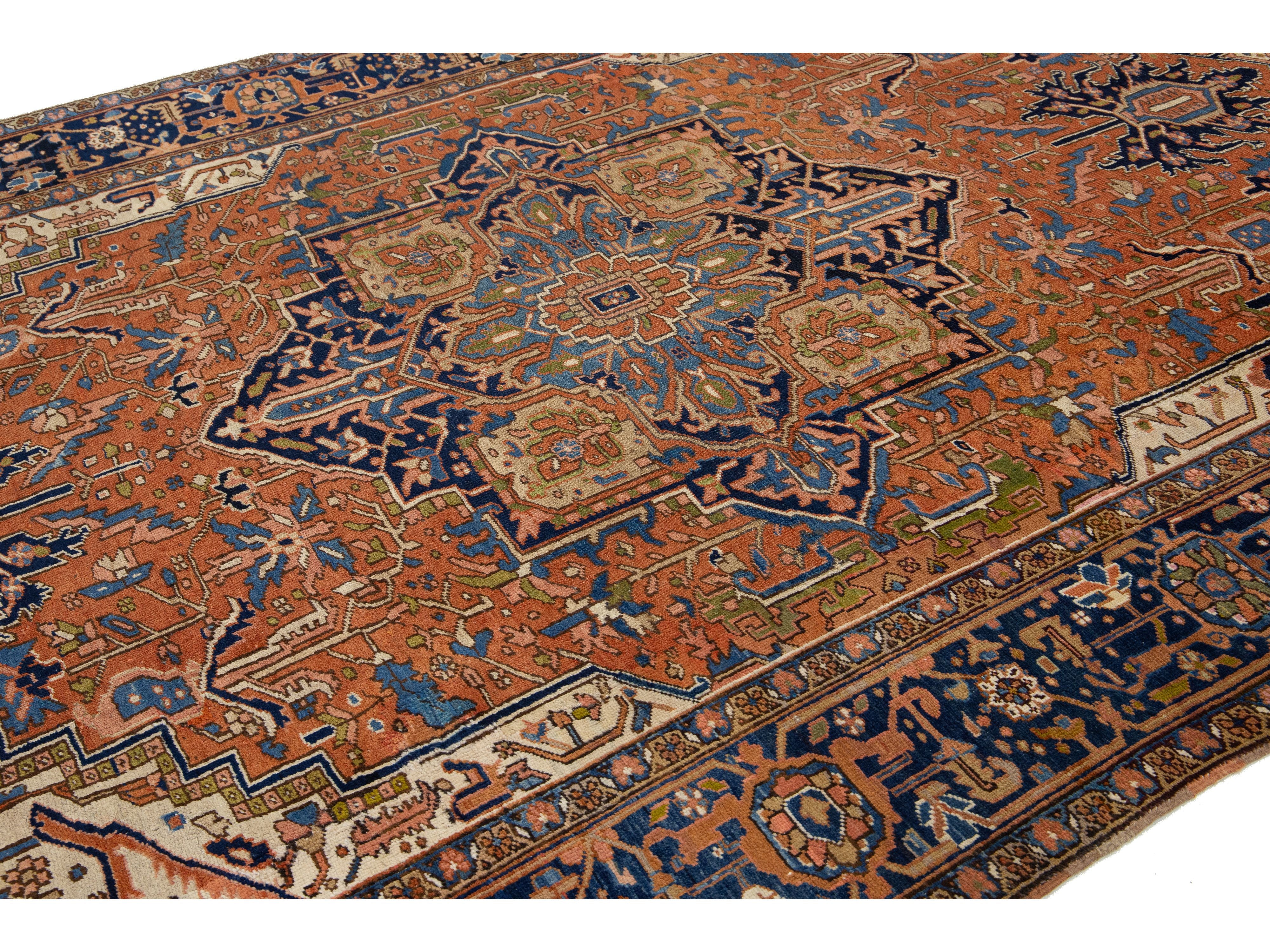 Antique Persian Heriz Wool Rug 8 X 12