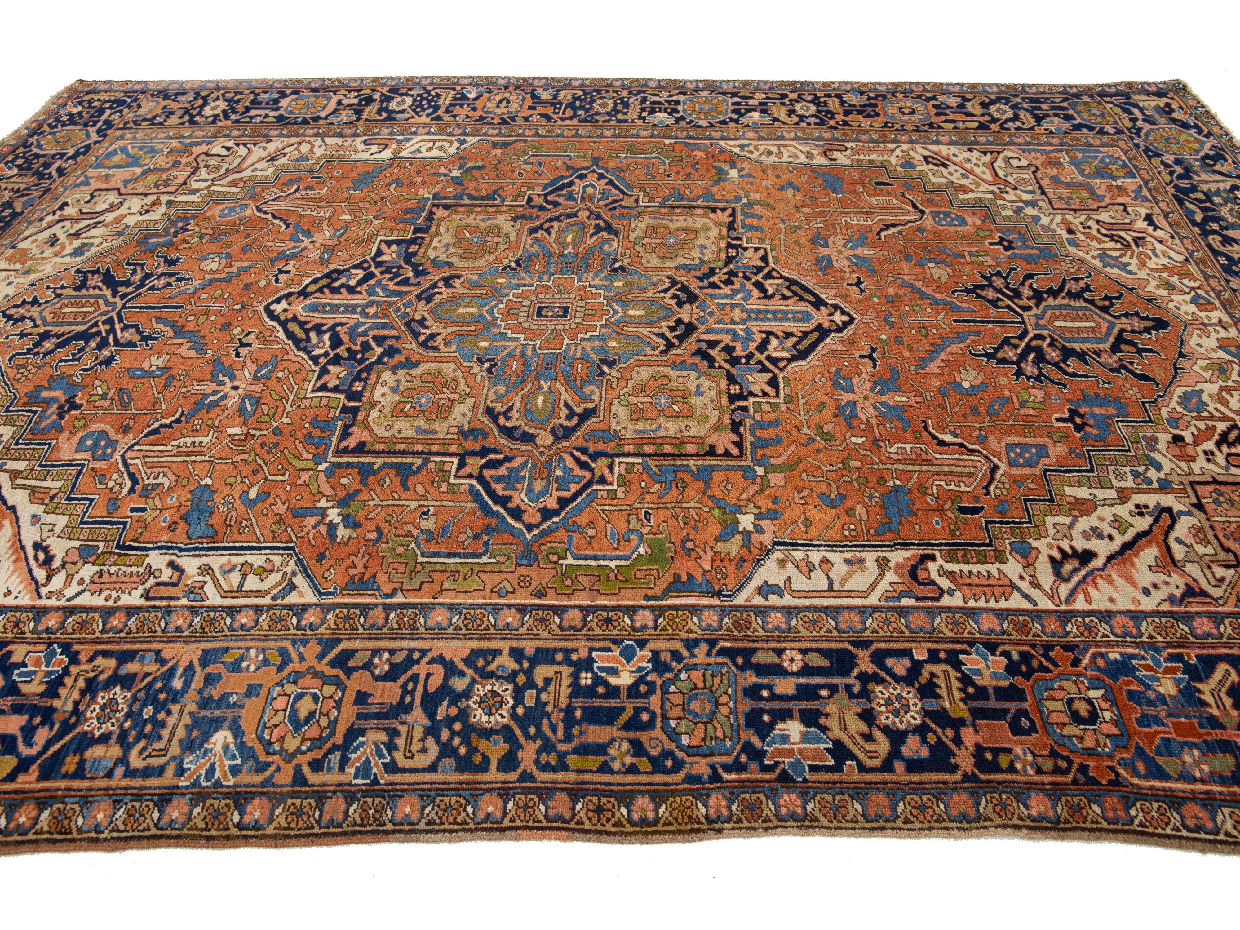 Antique Persian Heriz Wool Rug 8 X 12