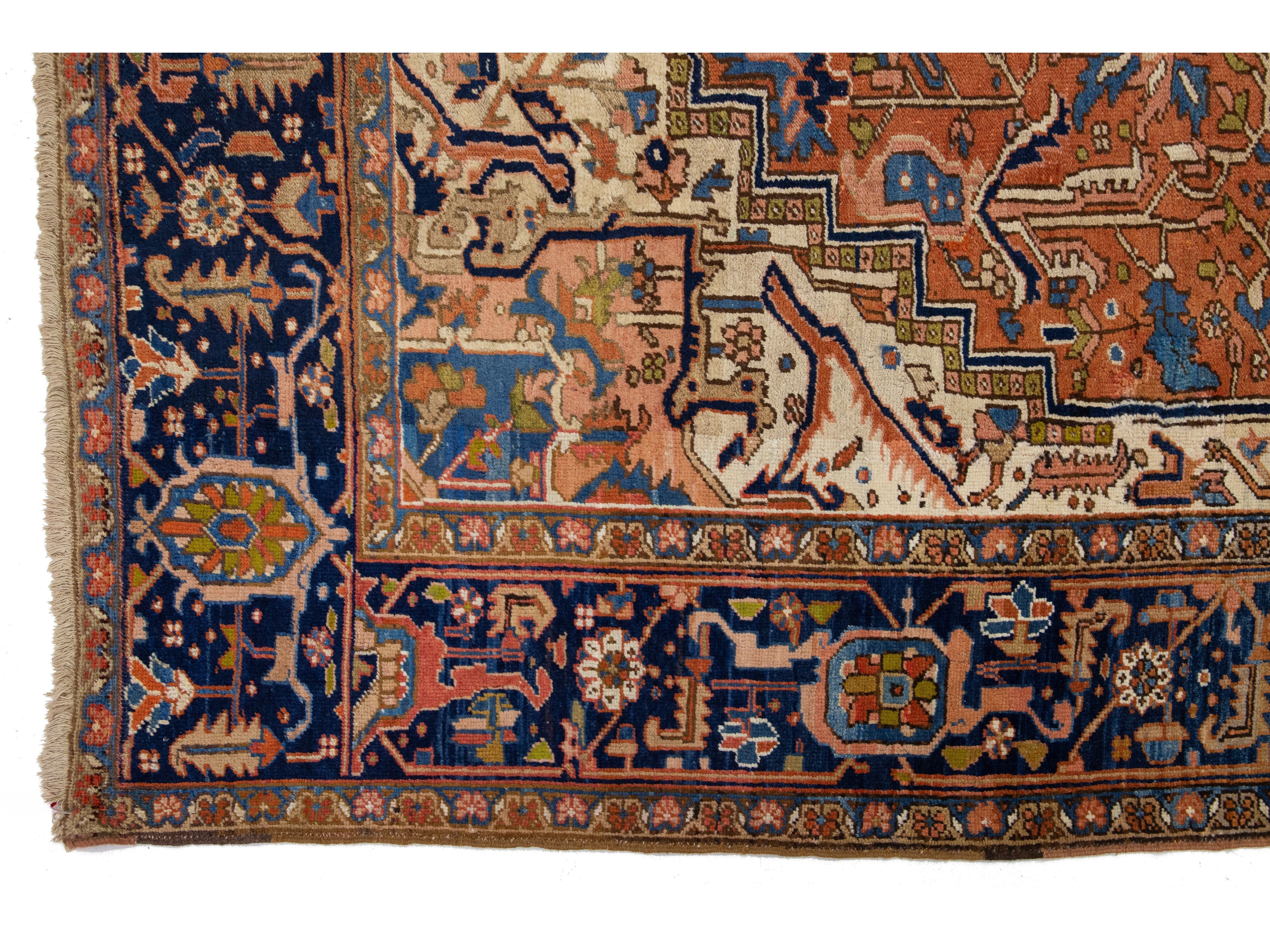 Antique Persian Heriz Wool Rug 8 X 12