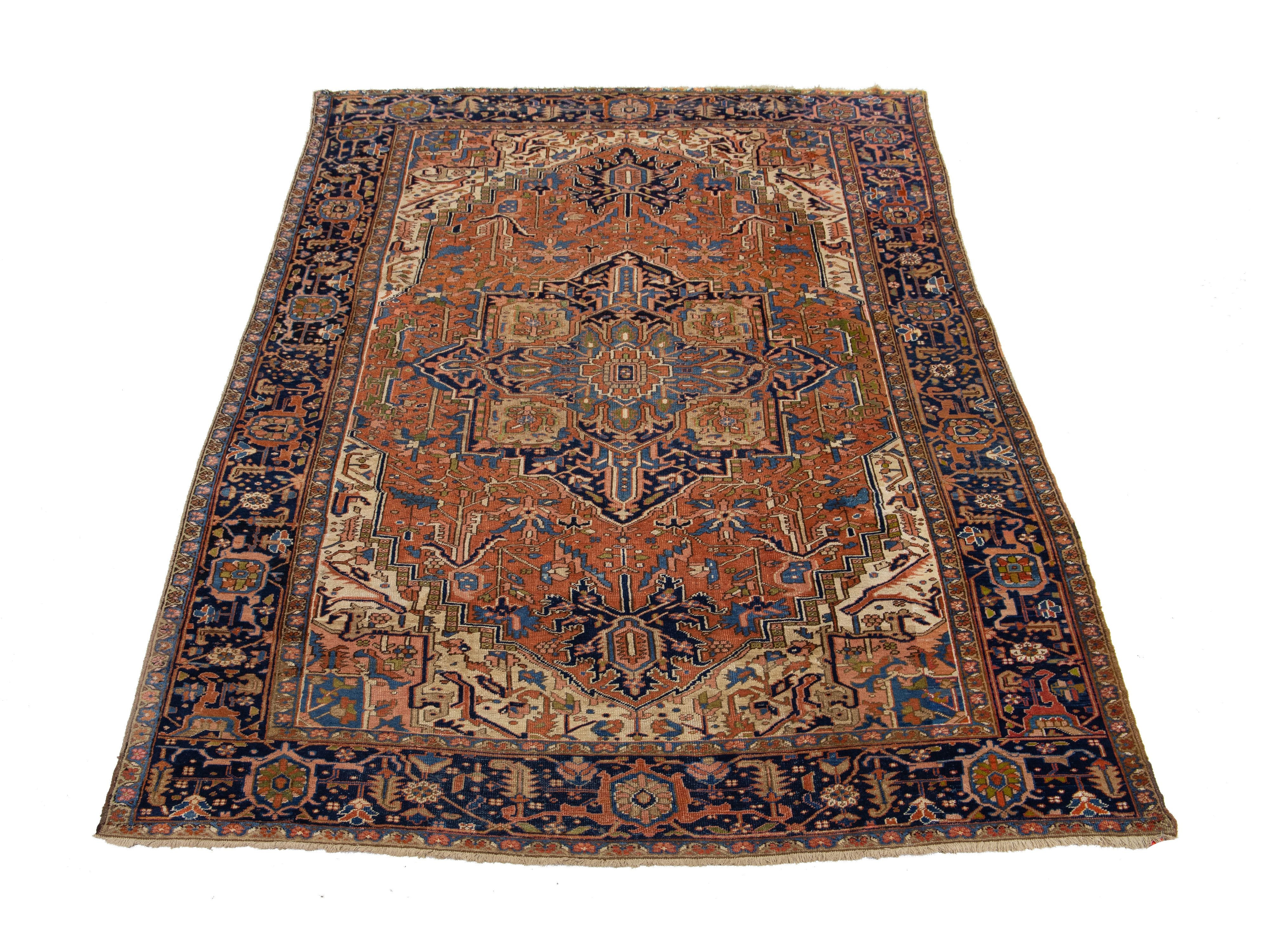 Antique Persian Heriz Wool Rug 8 X 12