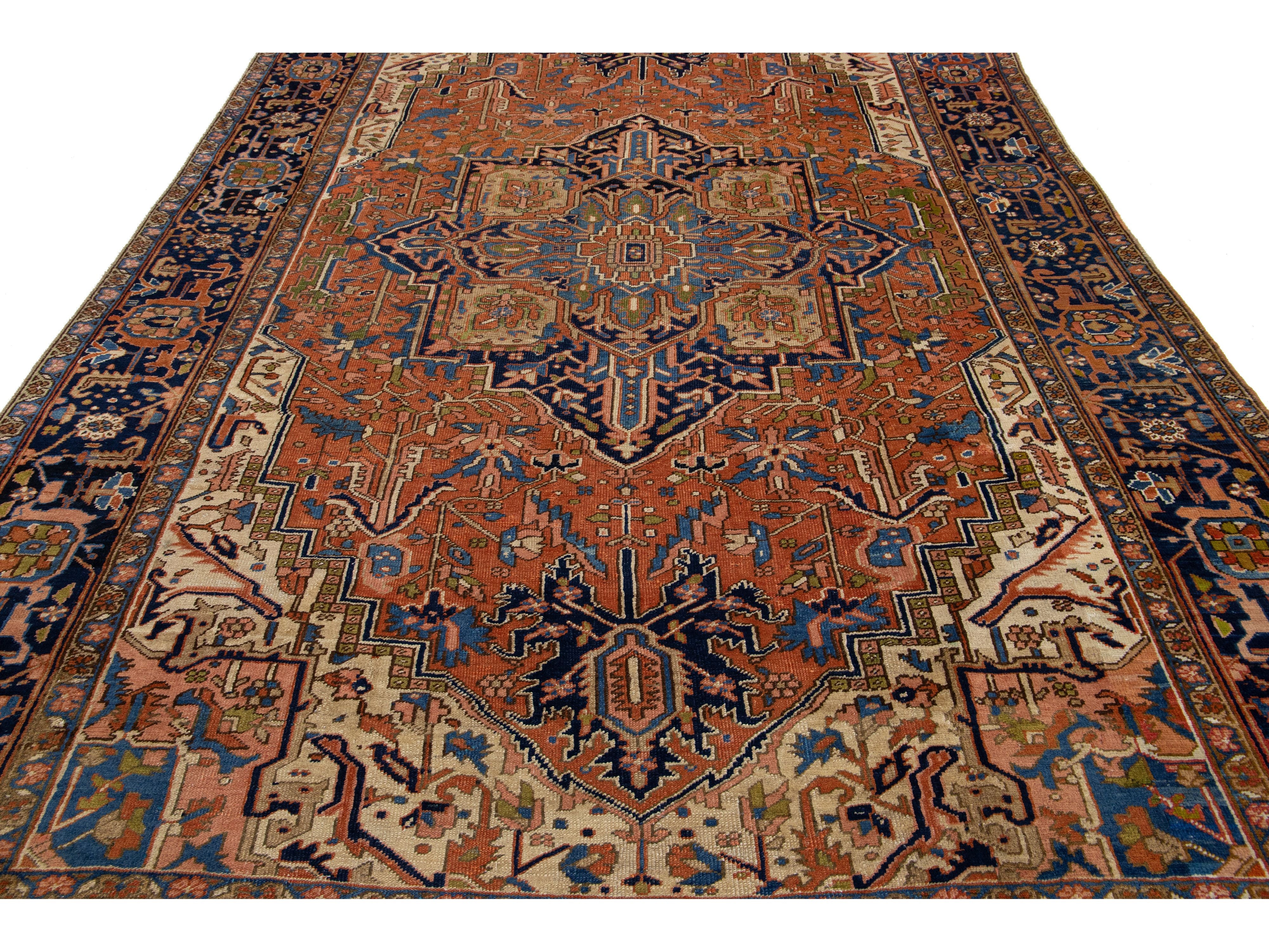 Antique Persian Heriz Wool Rug 8 X 12
