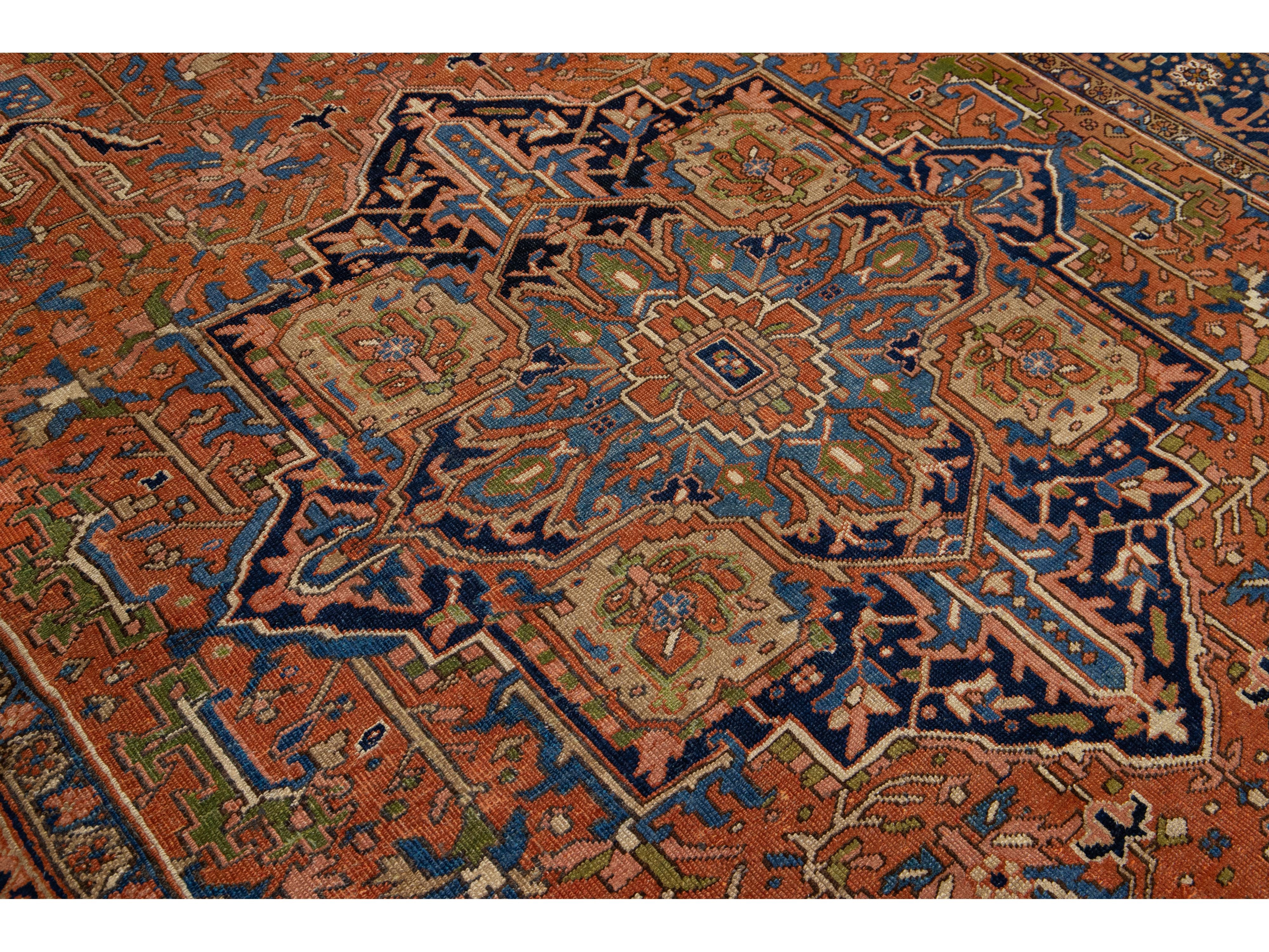 Antique Persian Heriz Wool Rug 8 X 12