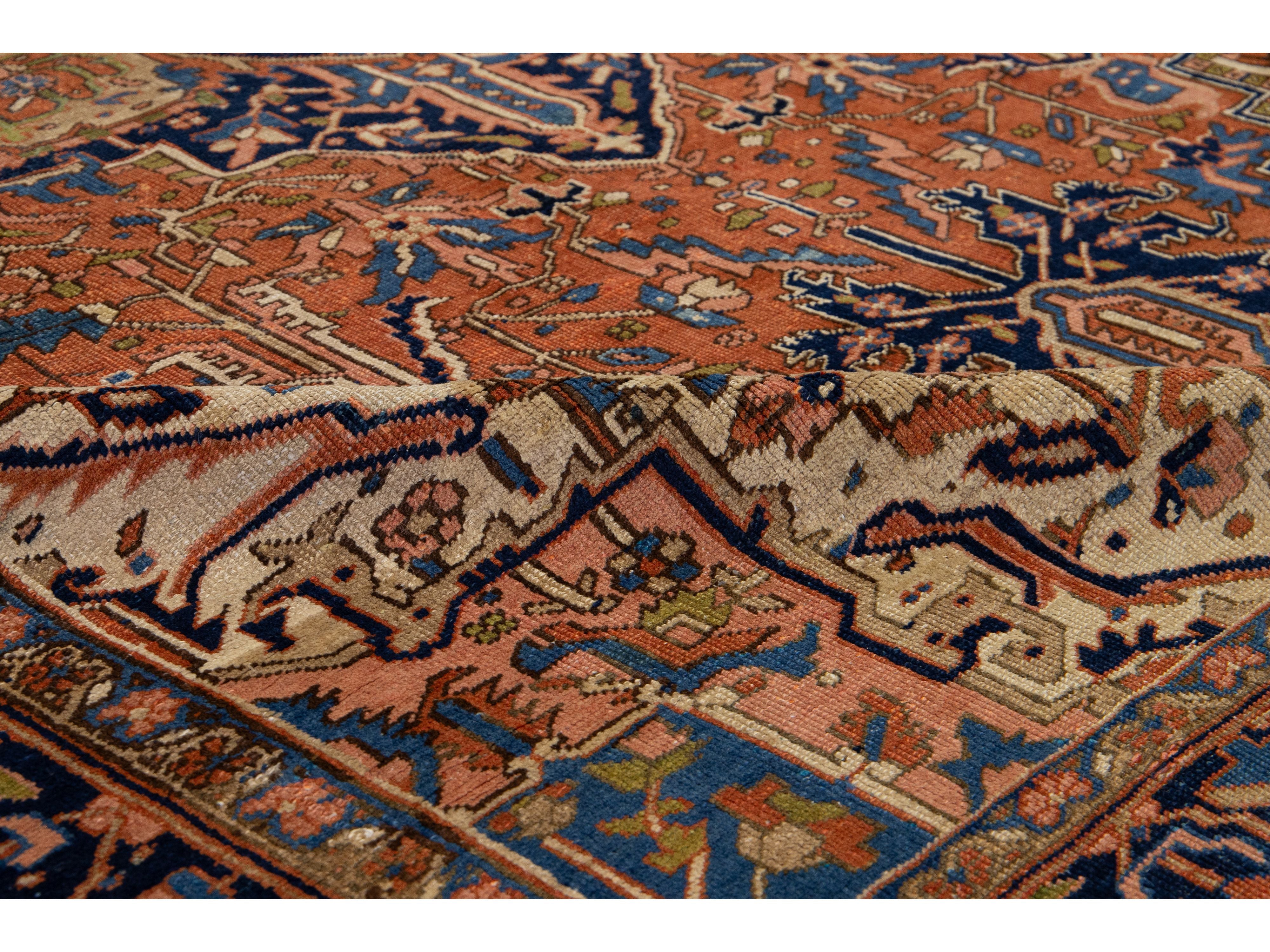 Antique Persian Heriz Wool Rug 8 X 12