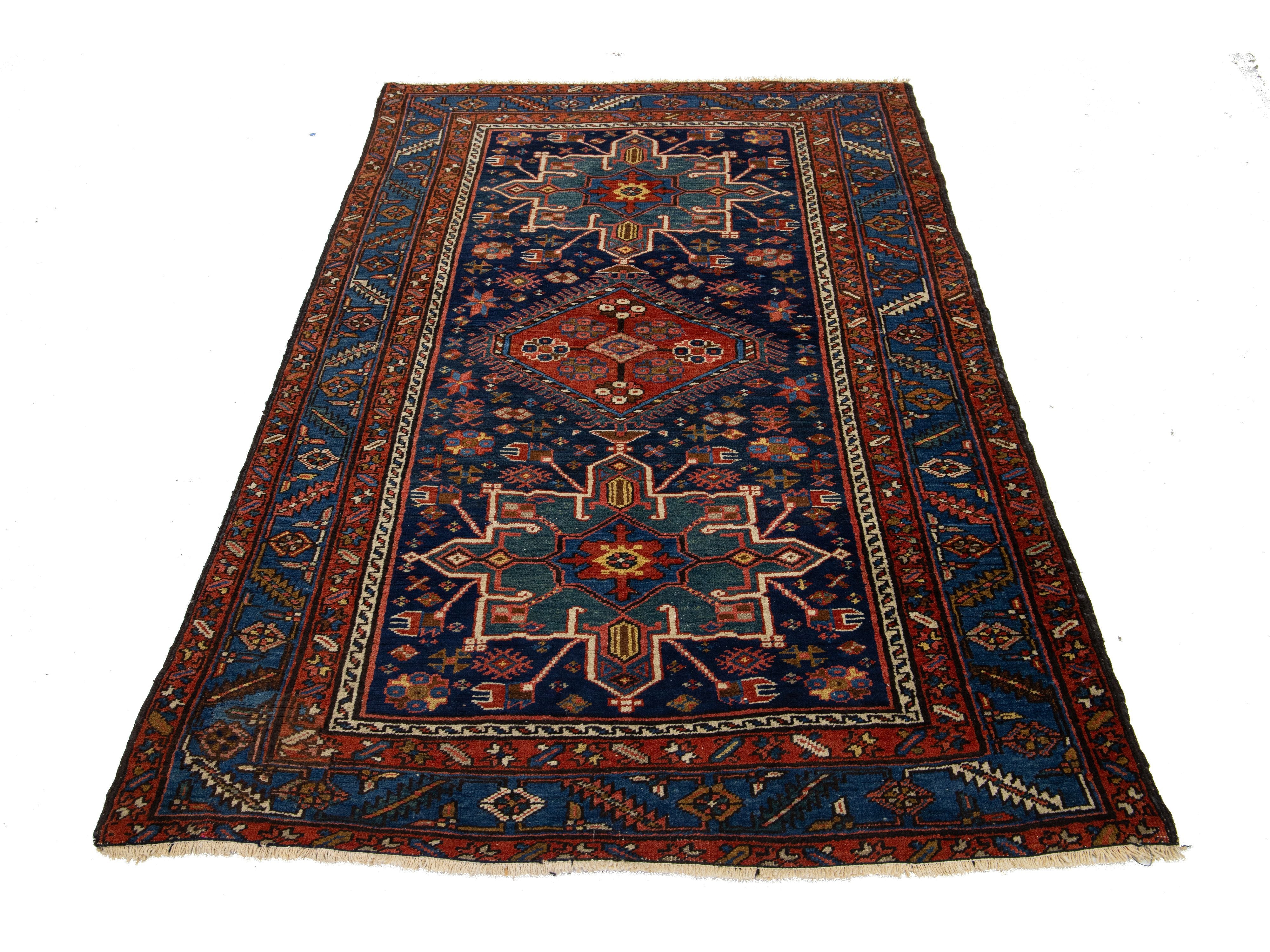 Antique Persian Heriz Wool Rug 5 X 7