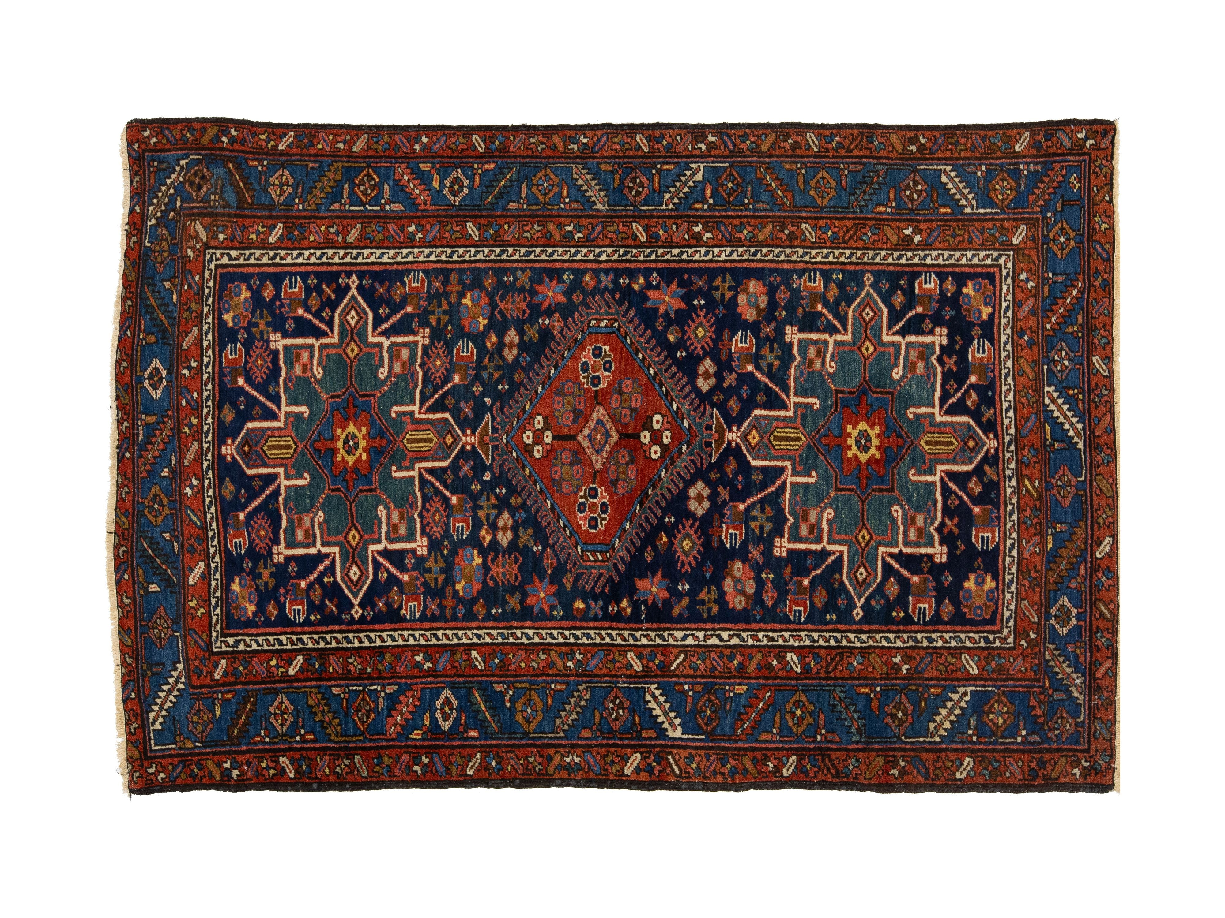 Antique Persian Heriz Wool Rug 5 X 7