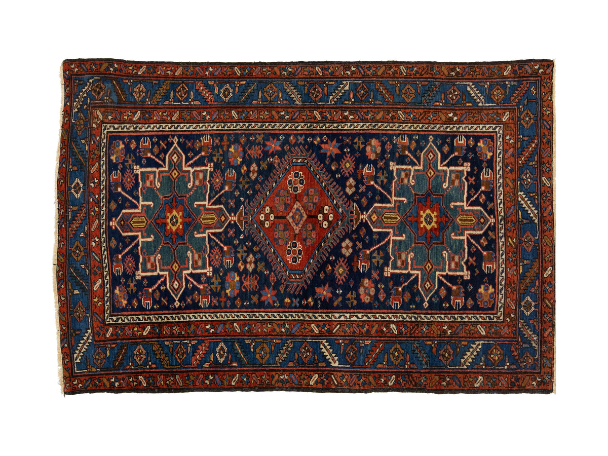 Antique Persian Heriz Wool Rug 5 X 7