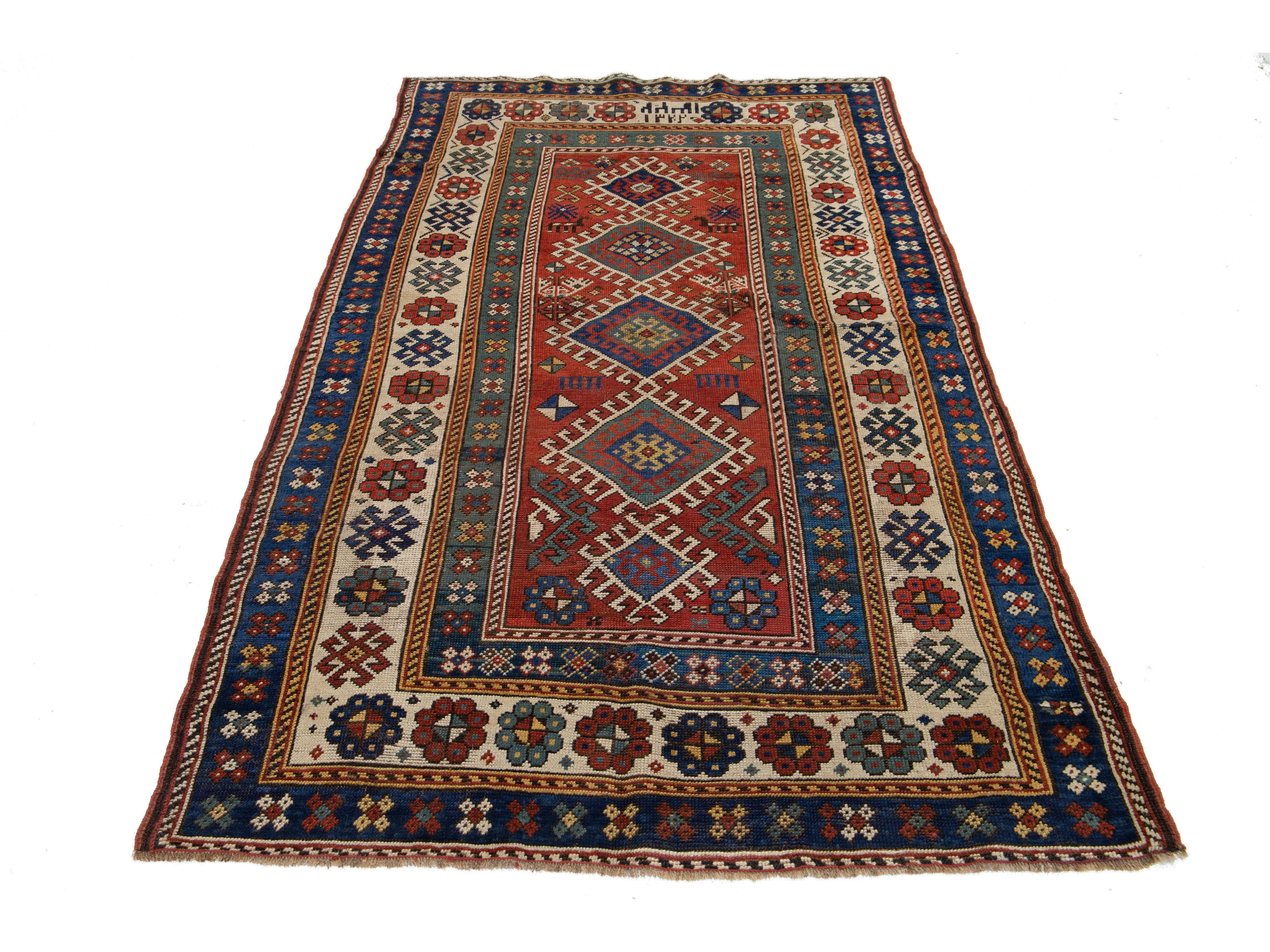 Antique Persian Shirvan Wool Rug 4 X 7