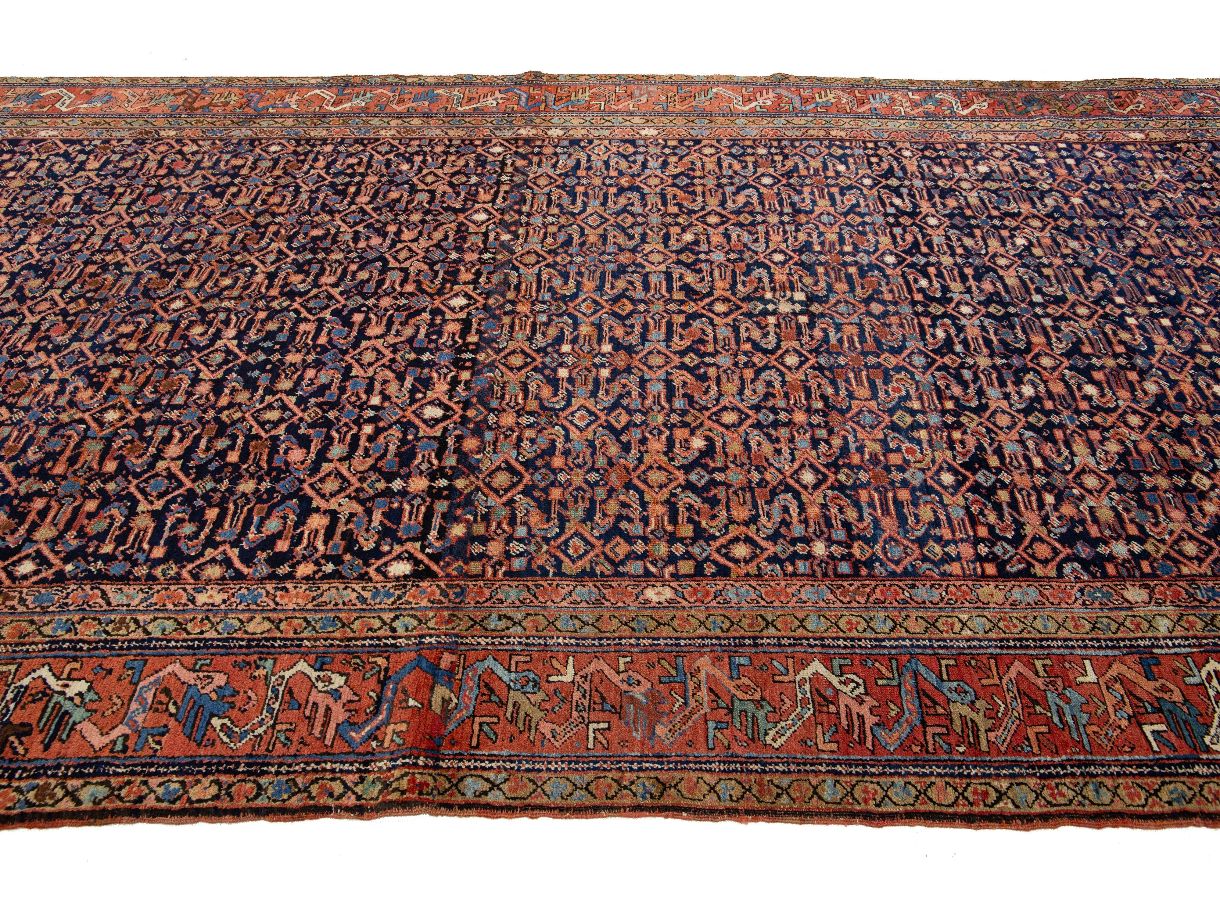 Antique Persian Malayer Wool Rug 7 X 14