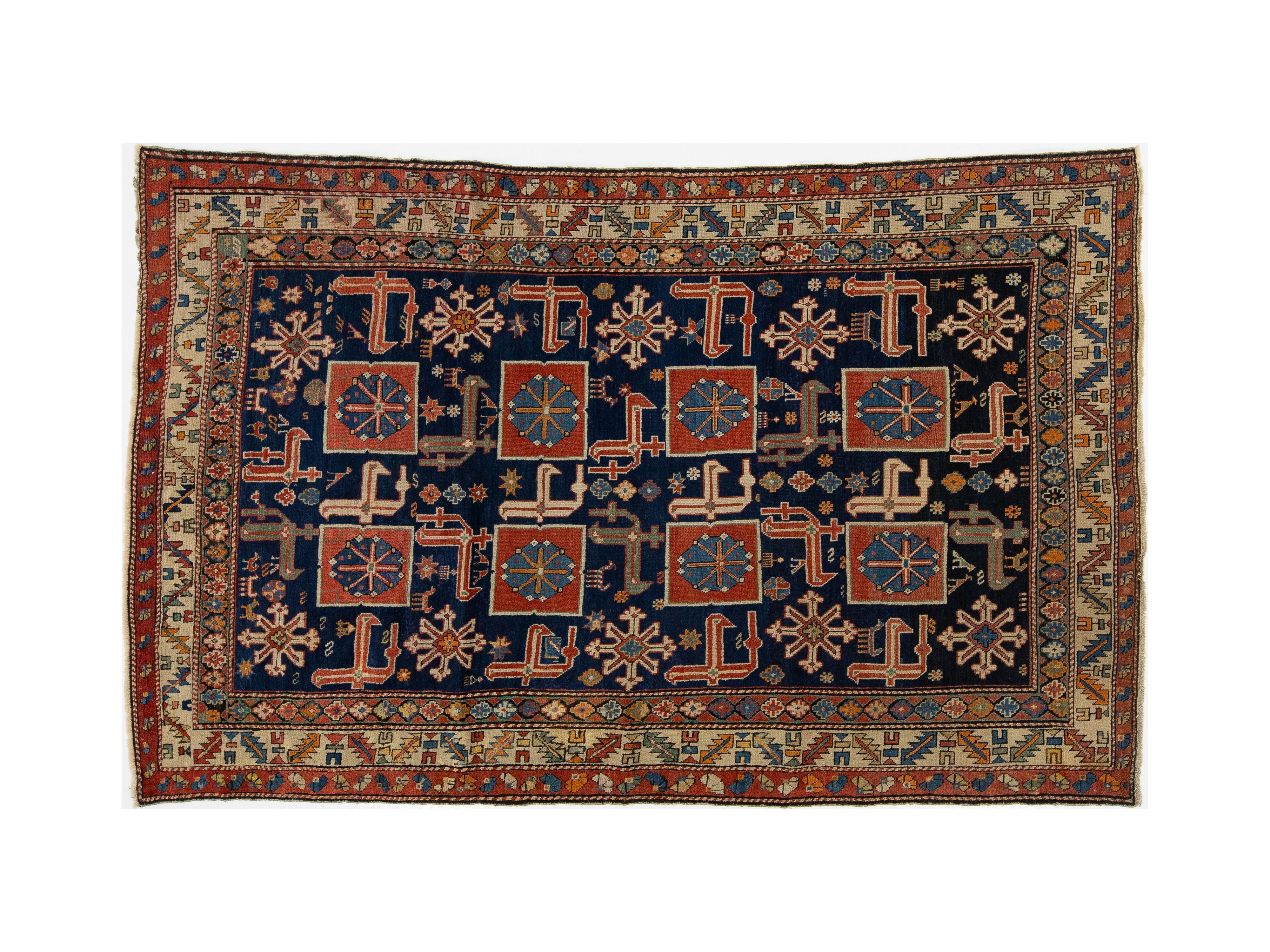 Antique Persian Shirvan Wool Rug 5 X 7