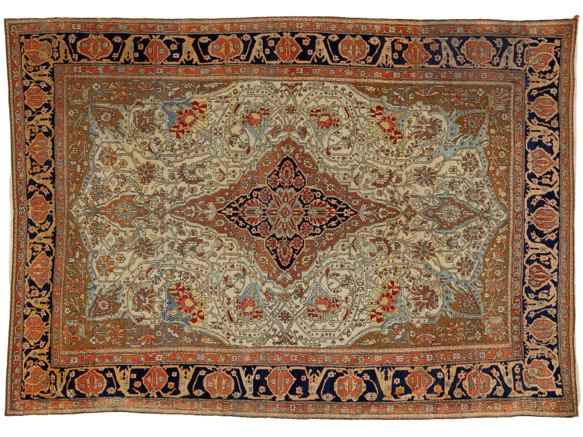 Antique Persian Mohtasham Kashan Wool Rug 5 X 7