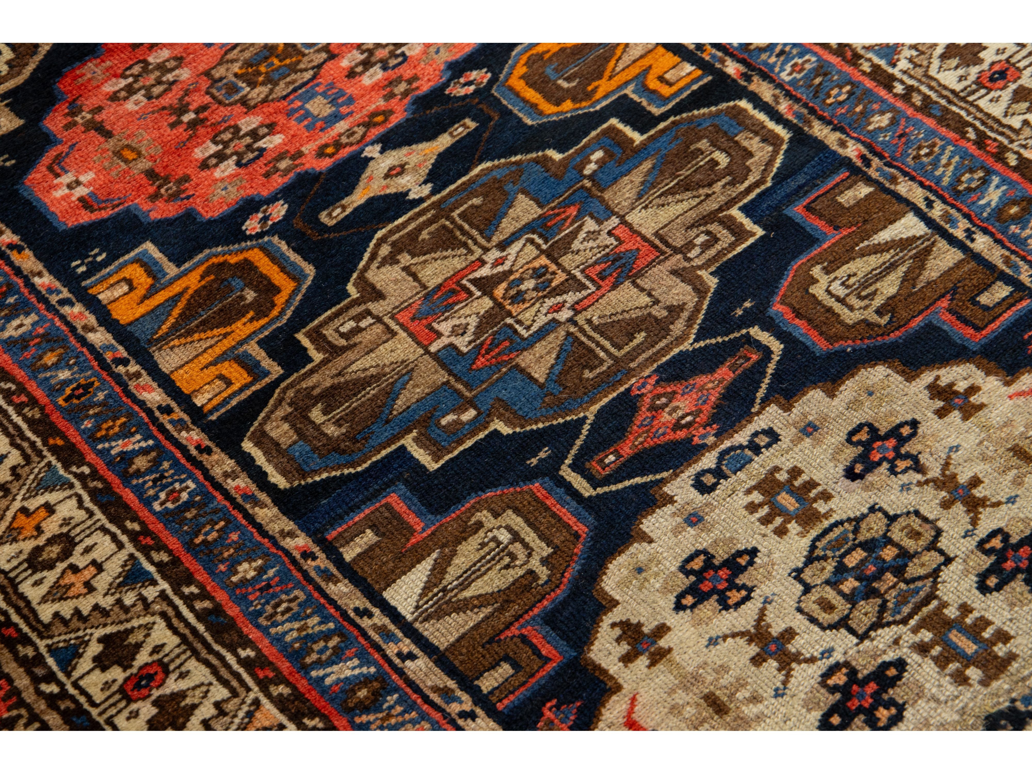 Antique Persian Malayer Wool Runner Rug 4 X 10