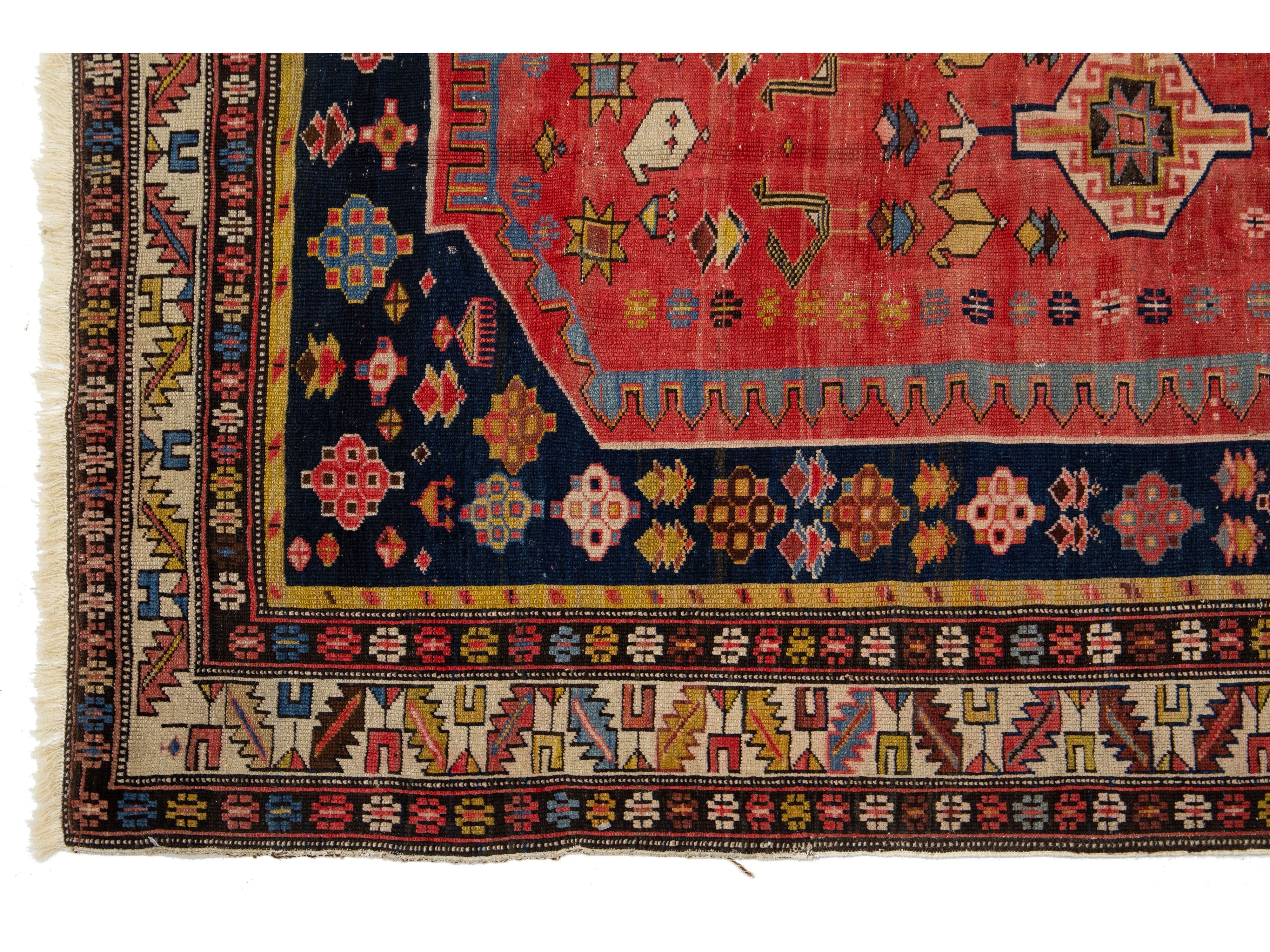 Antique Persian Shirvan Wool Rug 4 X 5