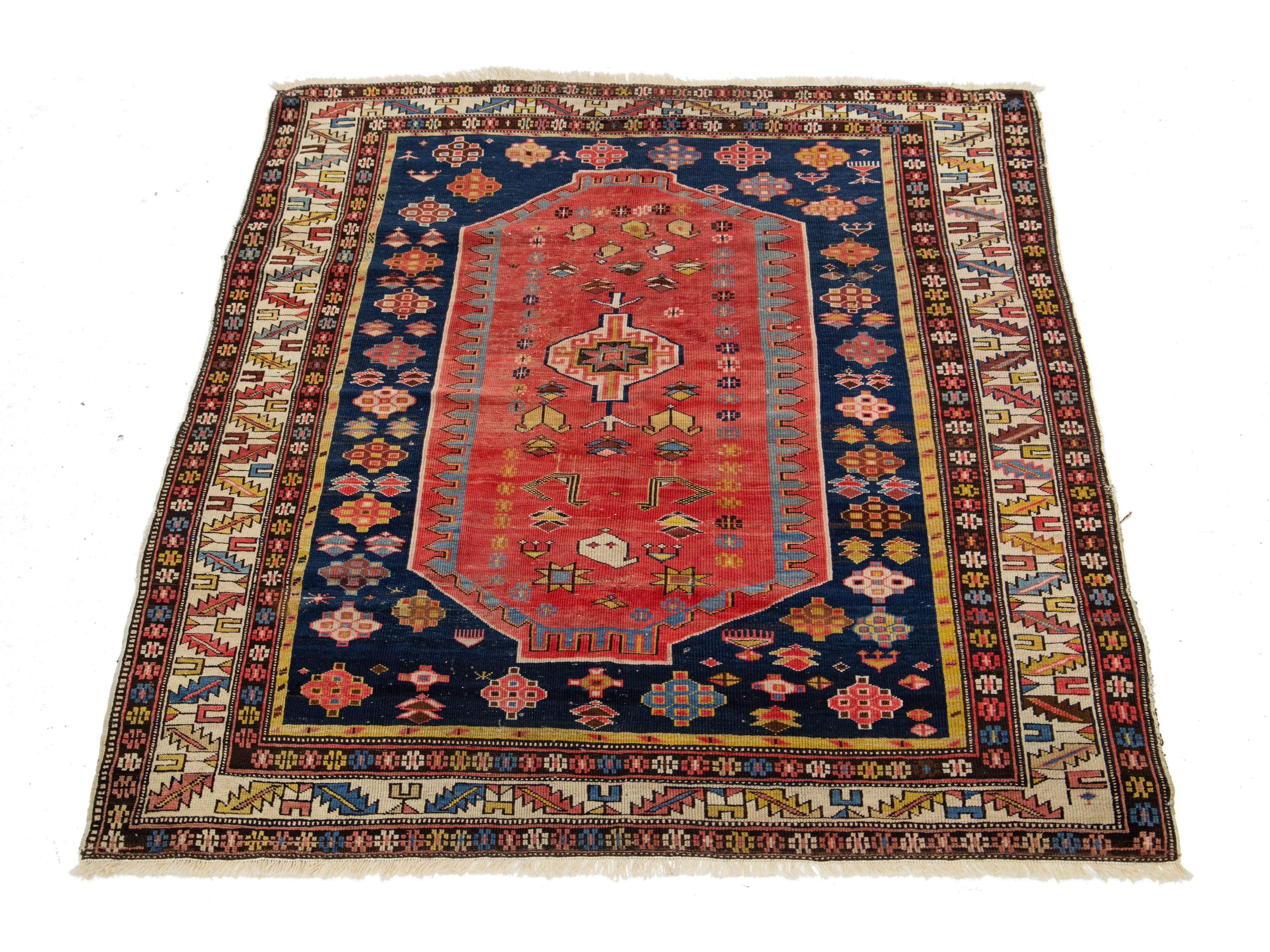 Antique Persian Shirvan Wool Rug 4 X 5