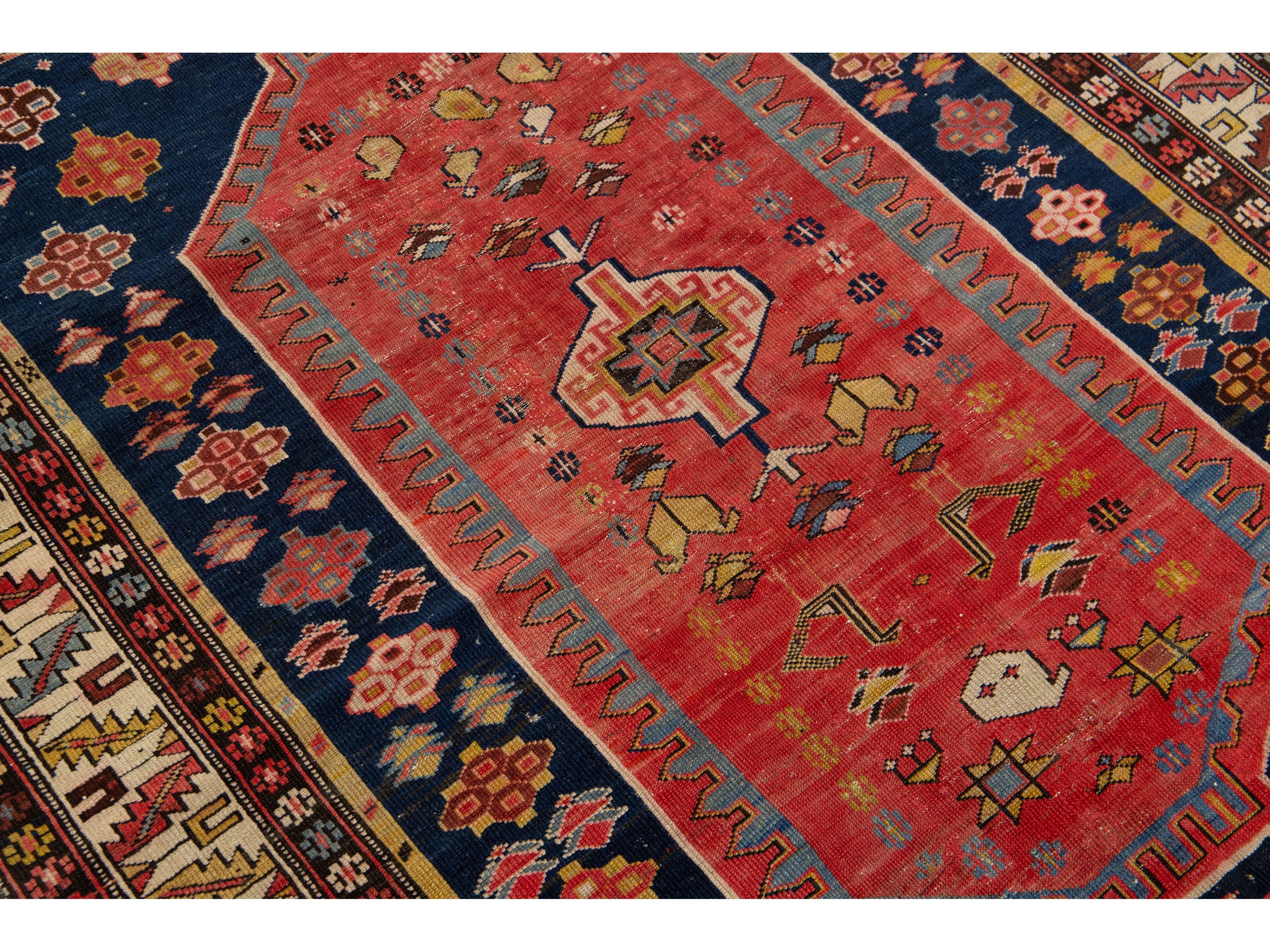 Antique Persian Shirvan Wool Rug 4 X 5