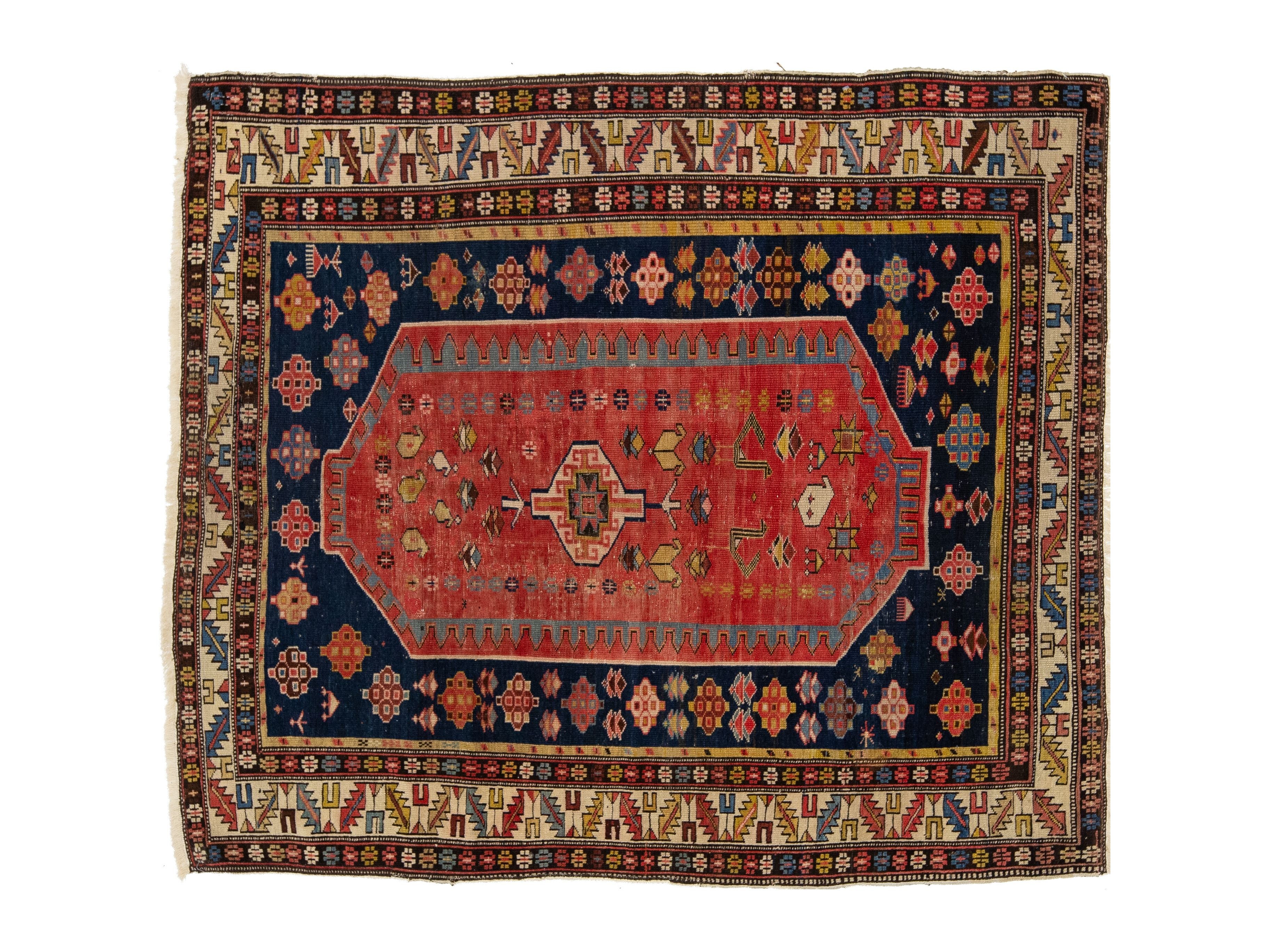 Antique Persian Shirvan Wool Rug 4 X 5