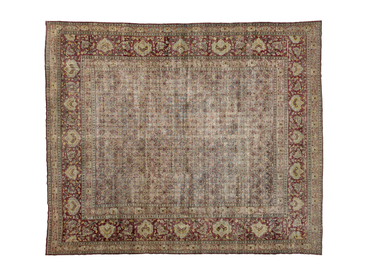 Antique Persian Mashad Wool Rug 13 X 16