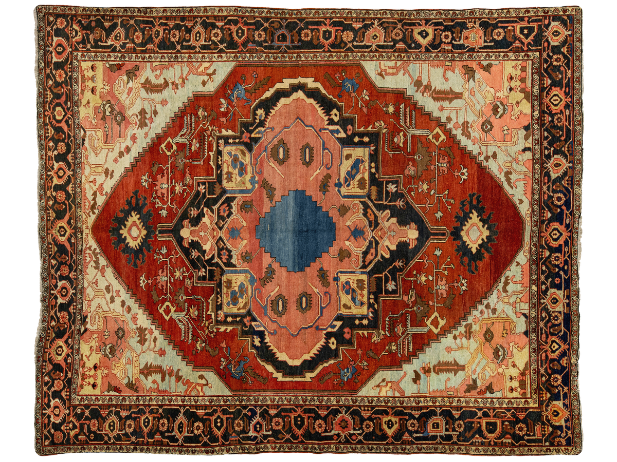 Antique Serapi Wool Rug 9 X 11