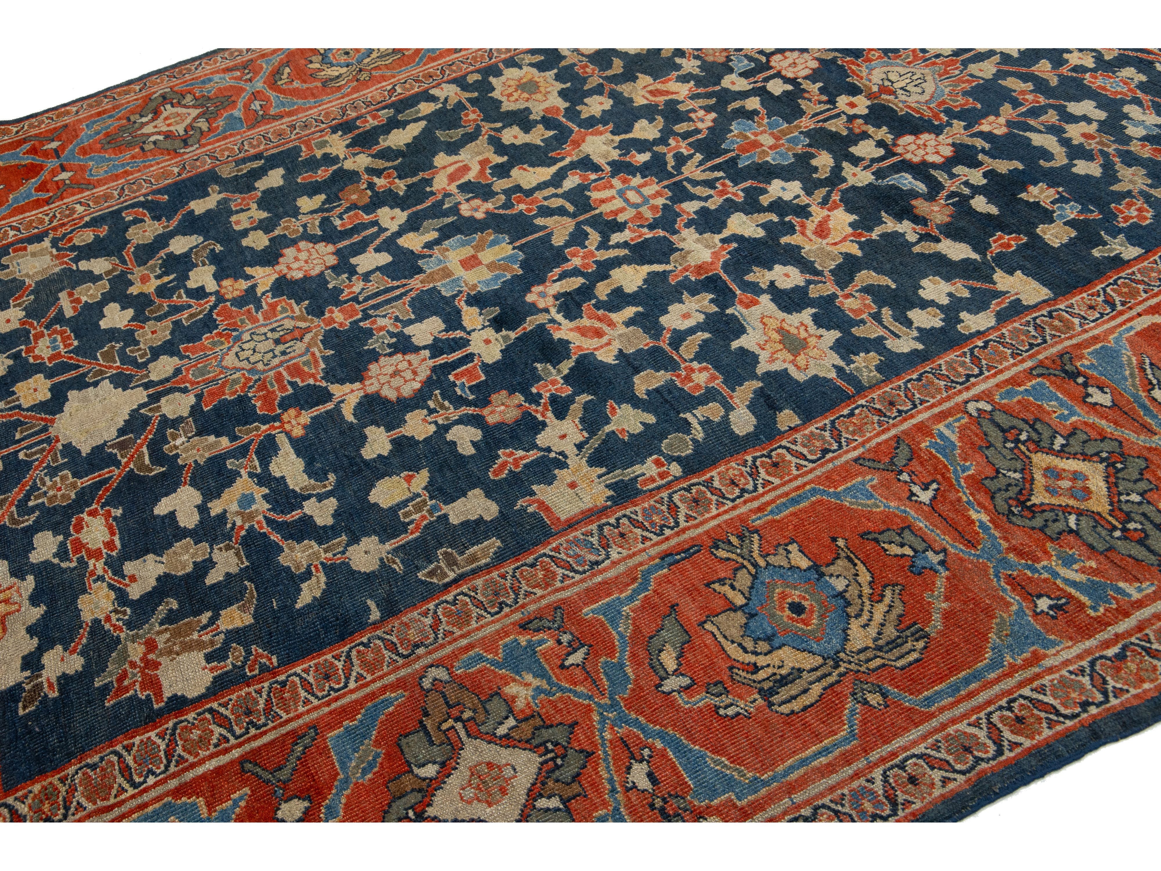 Antique Sultanabad Wool Rug 9 X 10