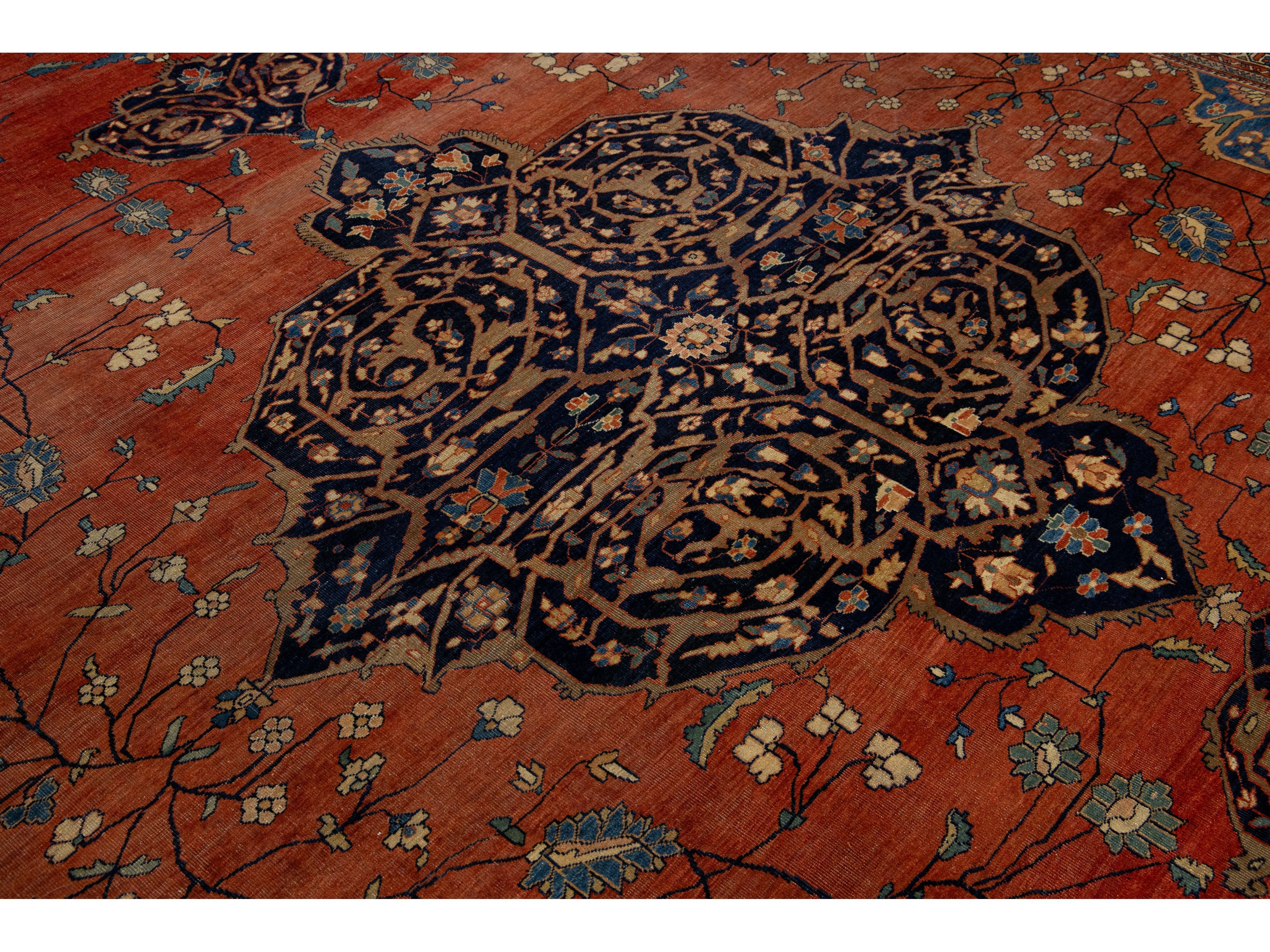 Antique Persian Farahan Wool Rug 11 X 13