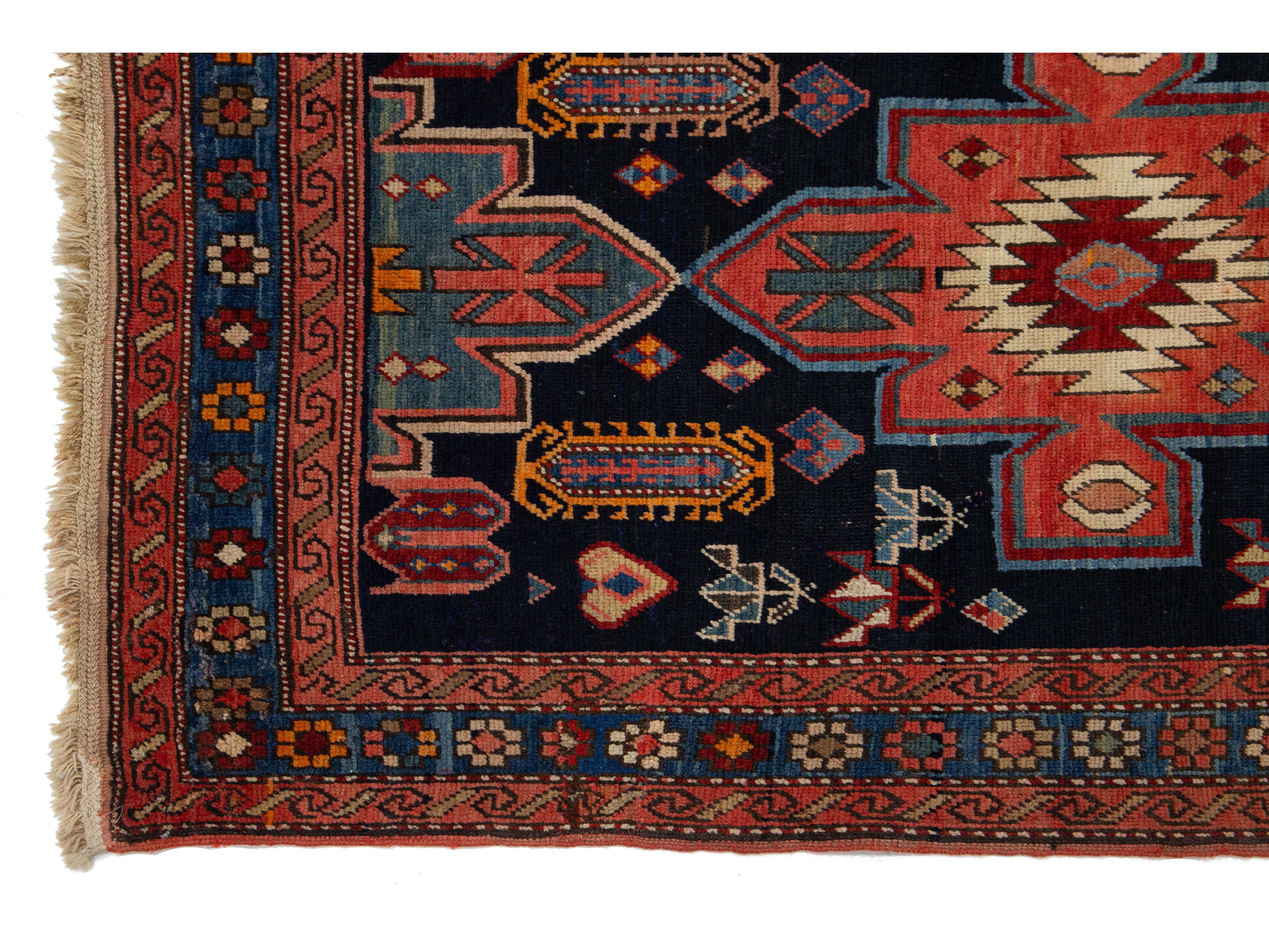 Antique Persian Kurd Wool Runner Rug 4 X 9