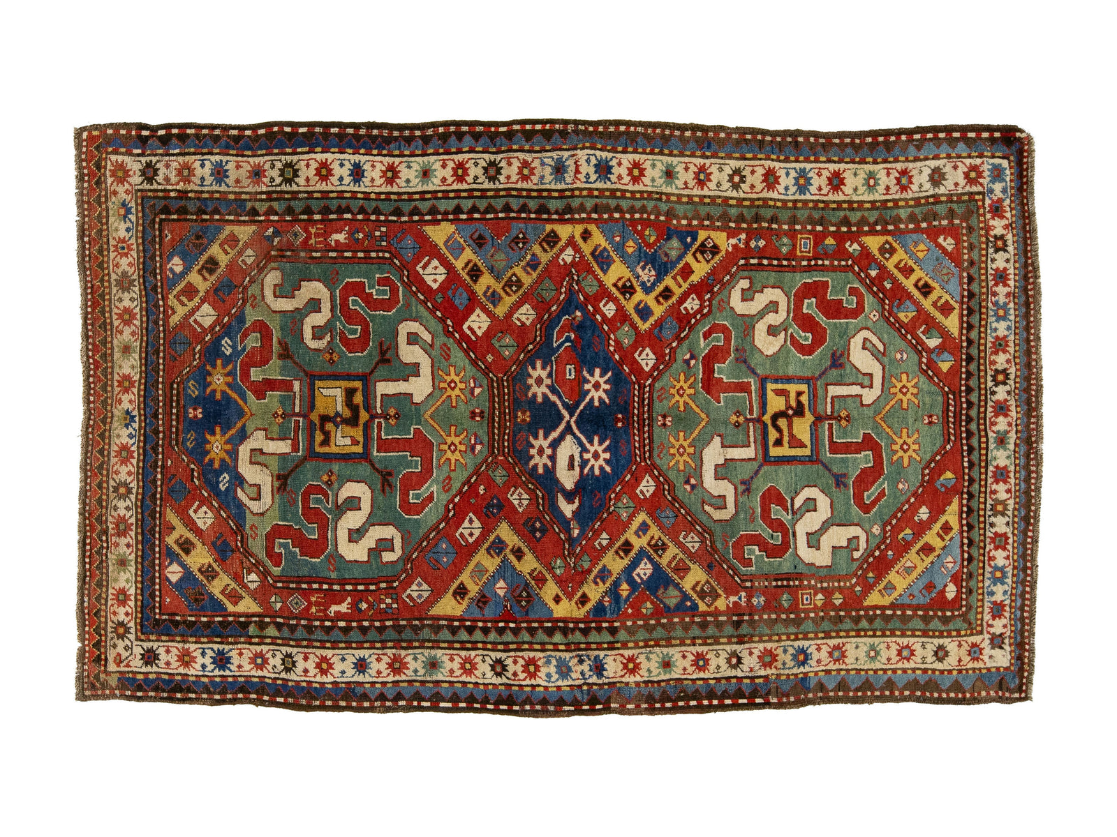 Antique Kazak Wool Rug 4 X 7