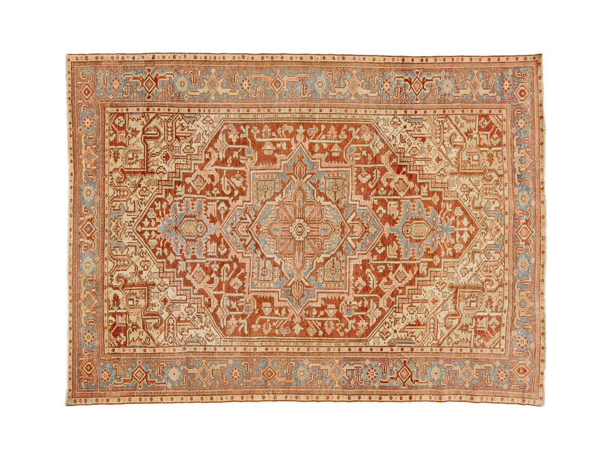Antique Heriz Wool Rug 7 X 9