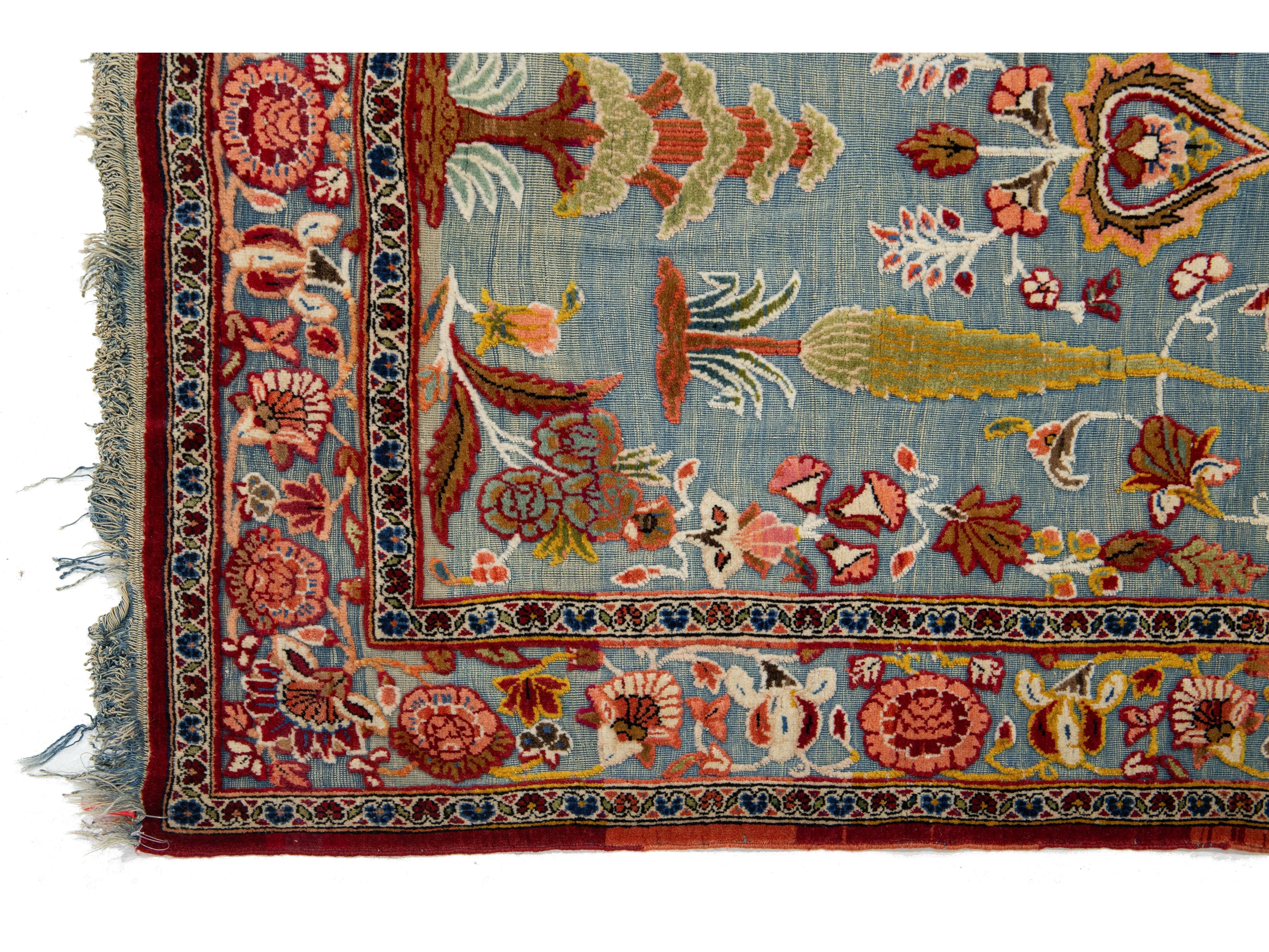 Antique Persian Tabriz Wool Rug 3 X 5