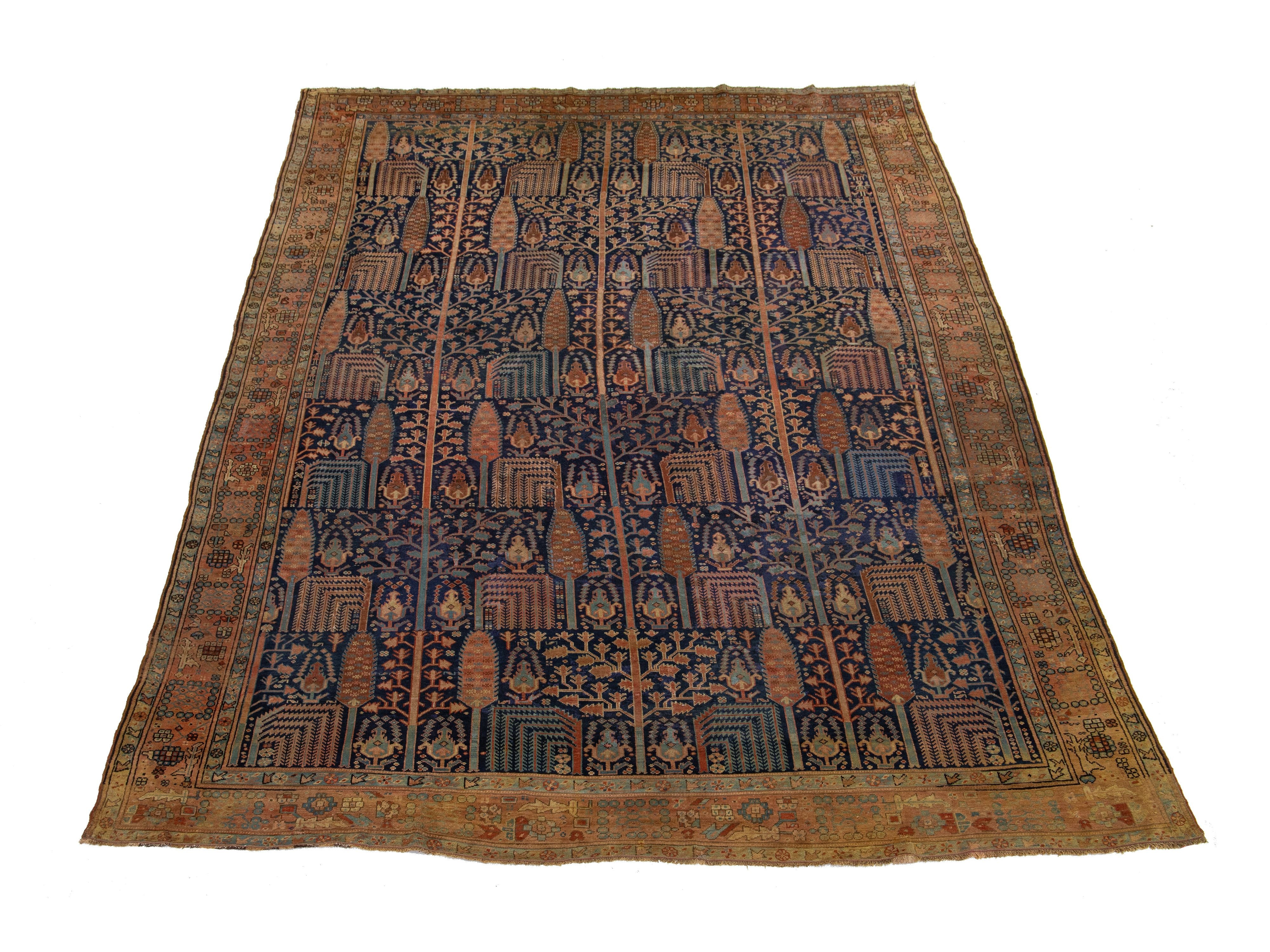 Antique Persian Bakshaish Wool Rug 9 X 14