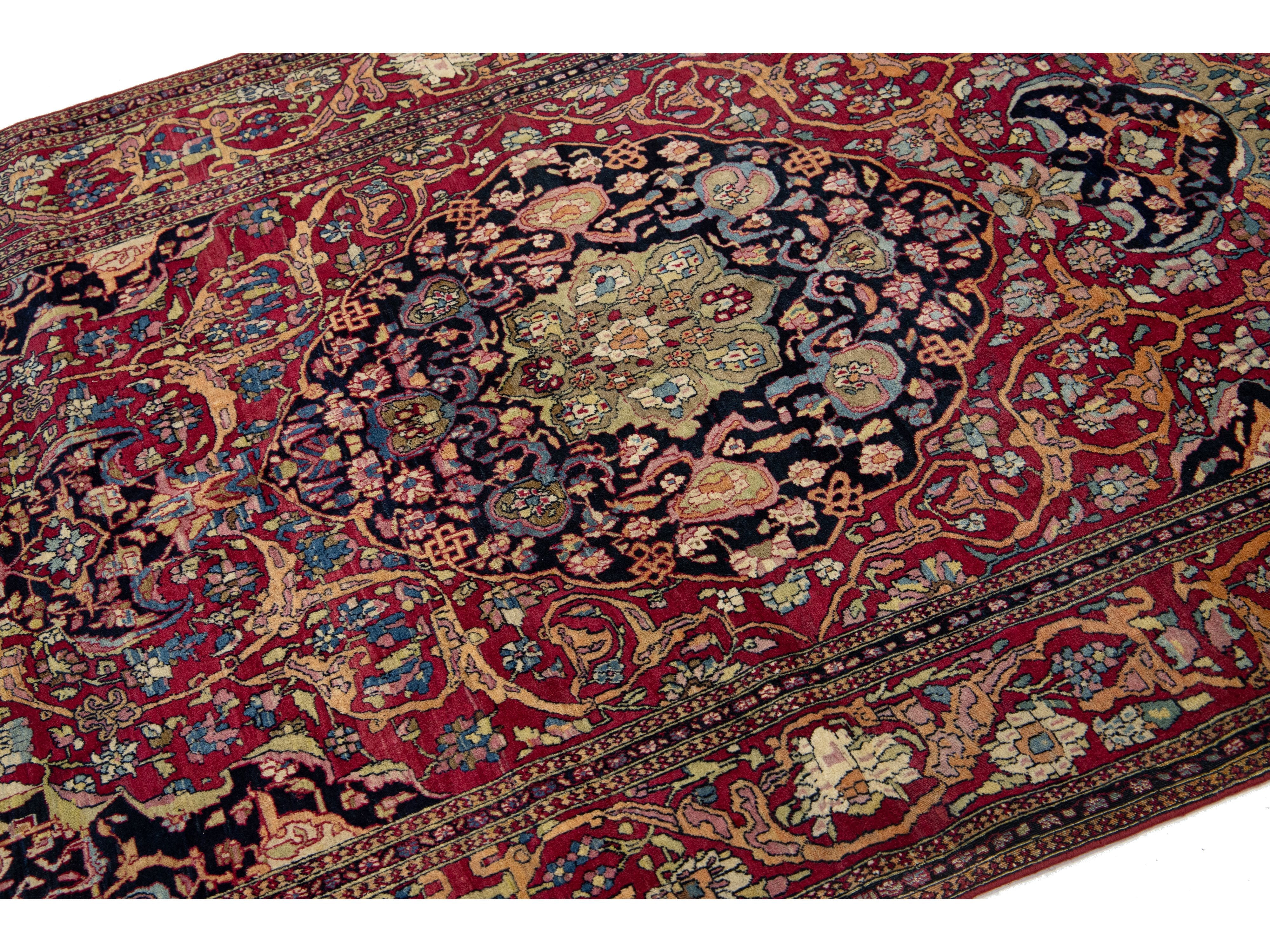 Antique Persian Kerman Wool Rug 5 X 7