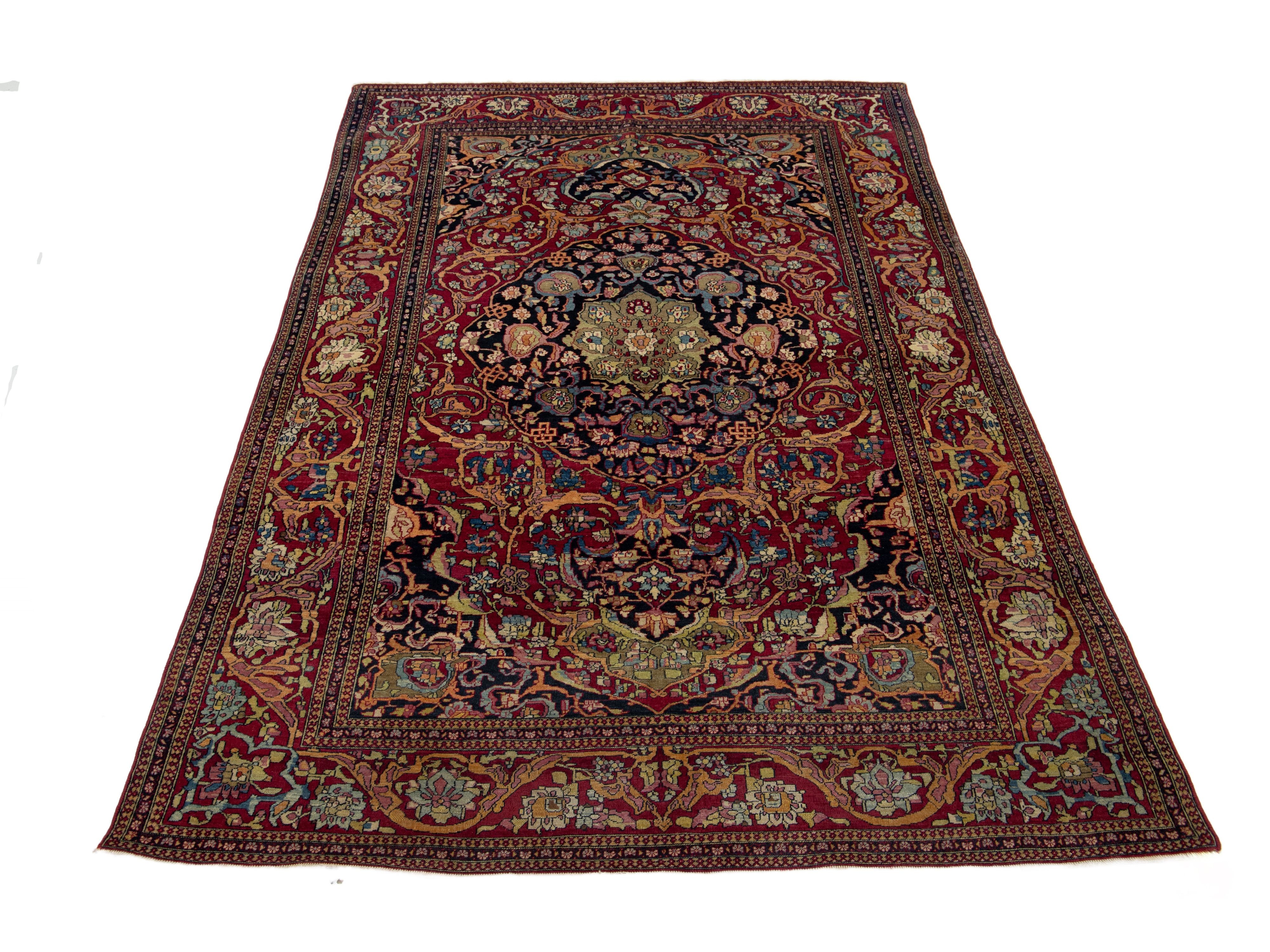 Antique Persian Kerman Wool Rug 5 X 7