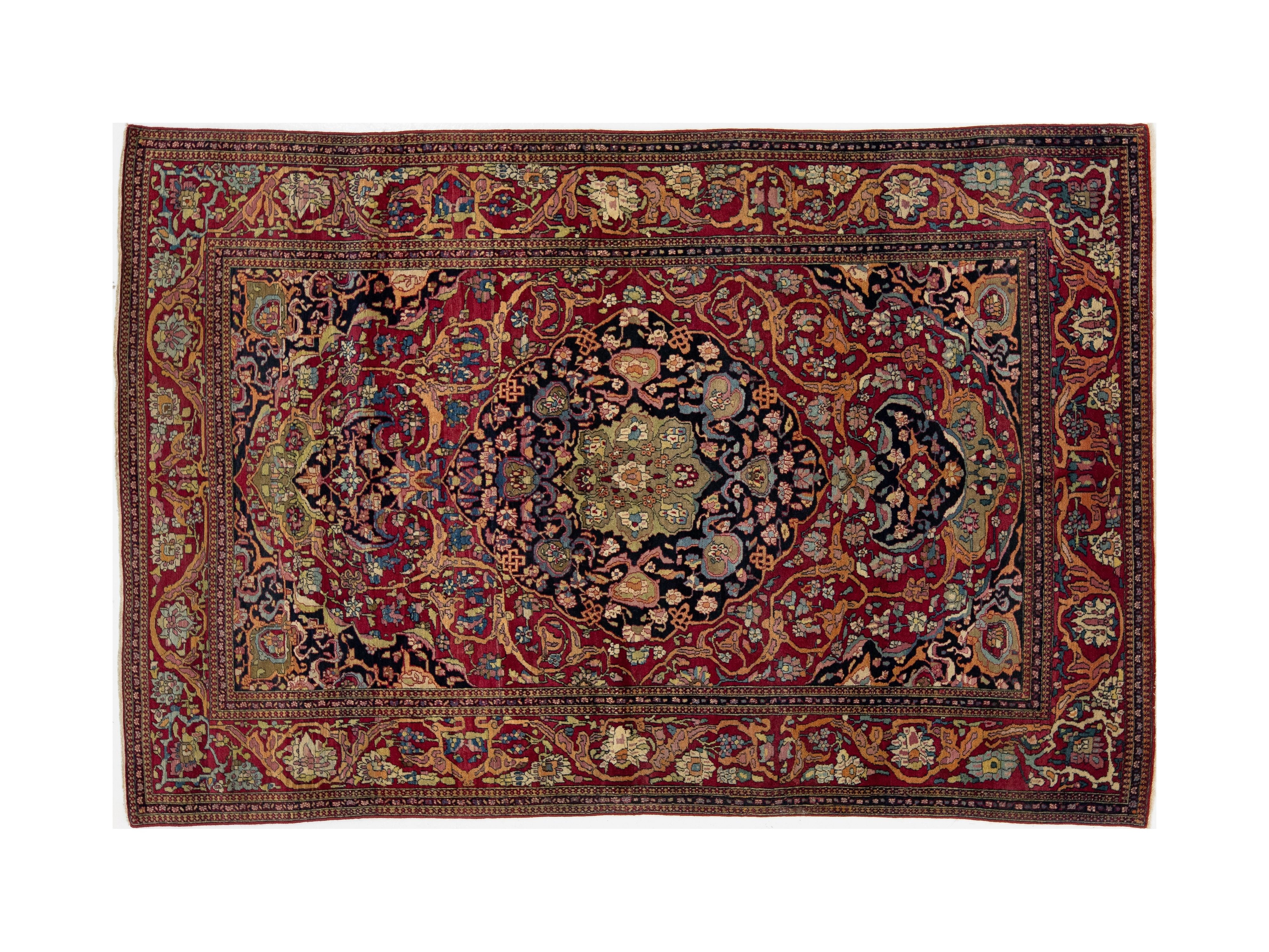 Antique Persian Kerman Wool Rug 5 X 7