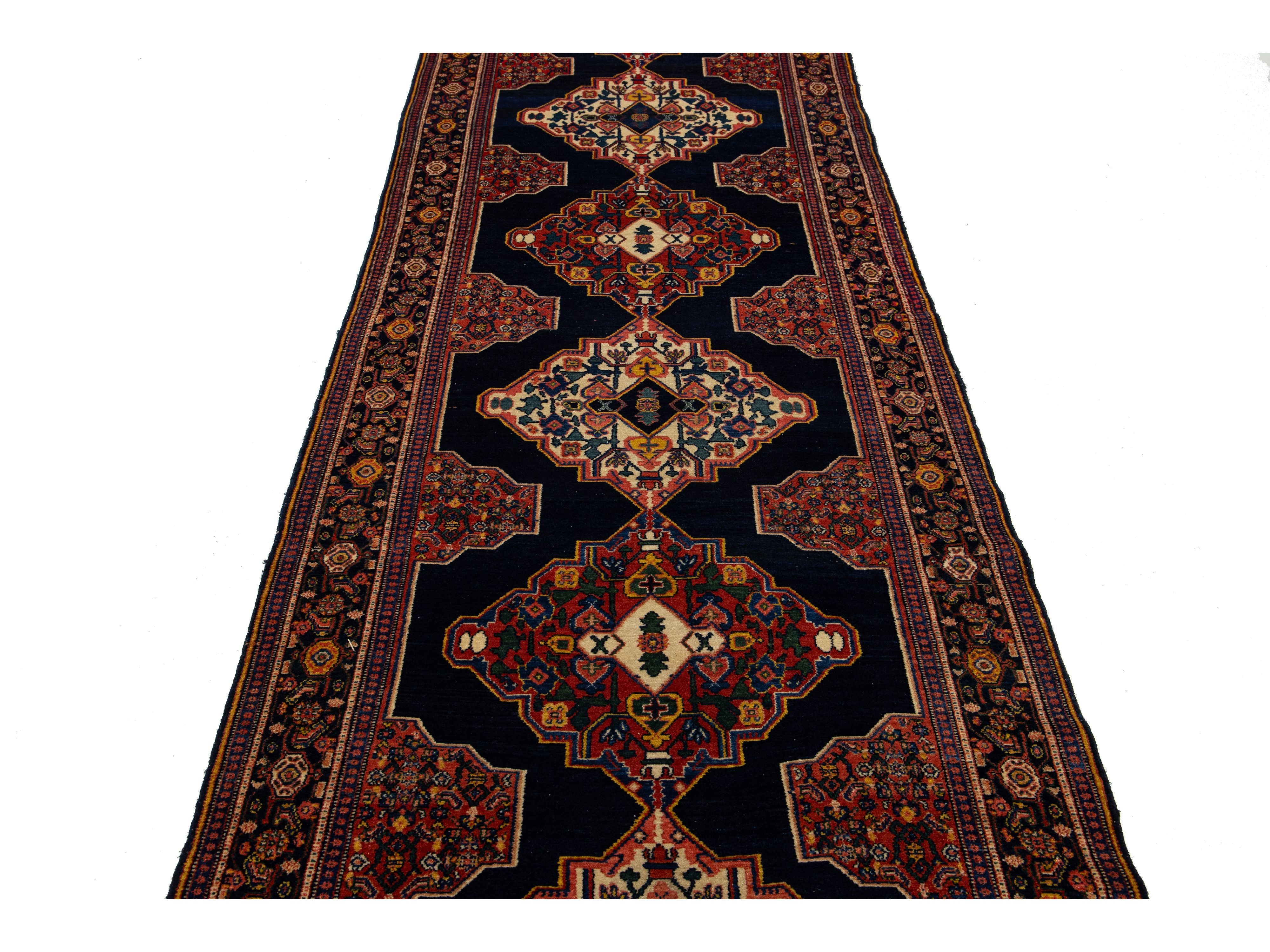 Antique Persian Malayer Wool Runner Rug 4 X 25