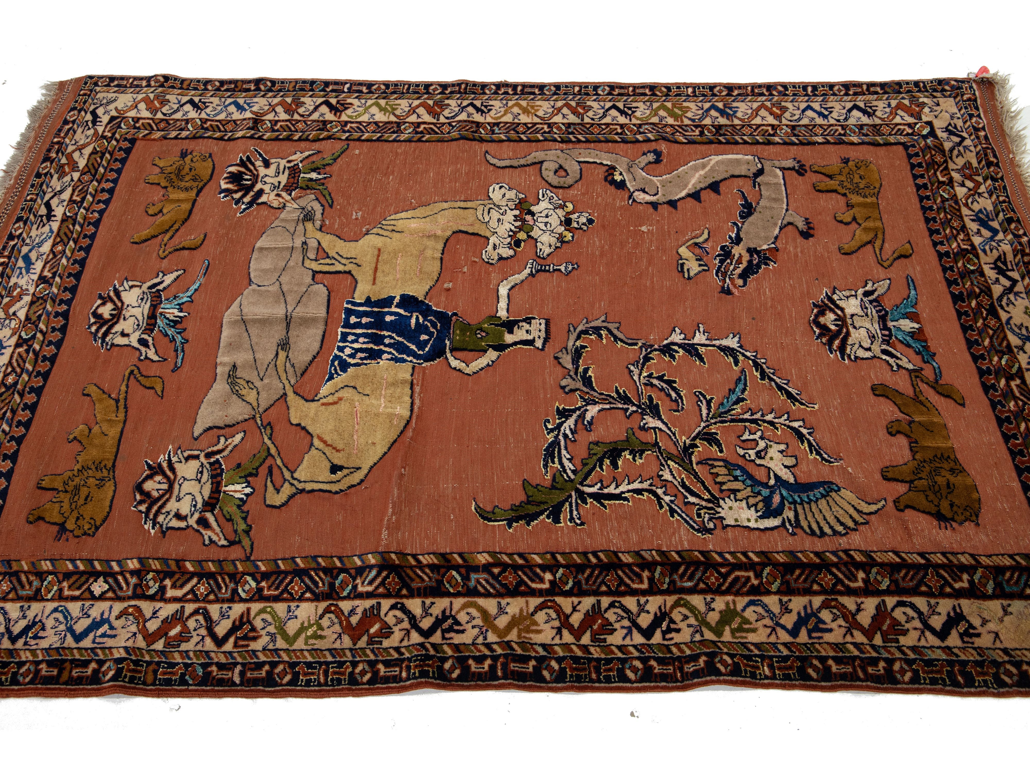 Antique Persian Tabriz Wool Rug 4 X 6