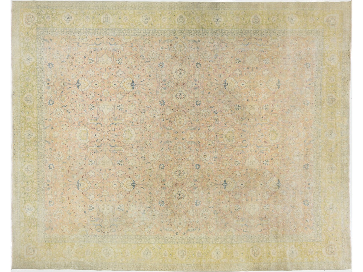 Antique Tabriz Wool Rug 13 X 16