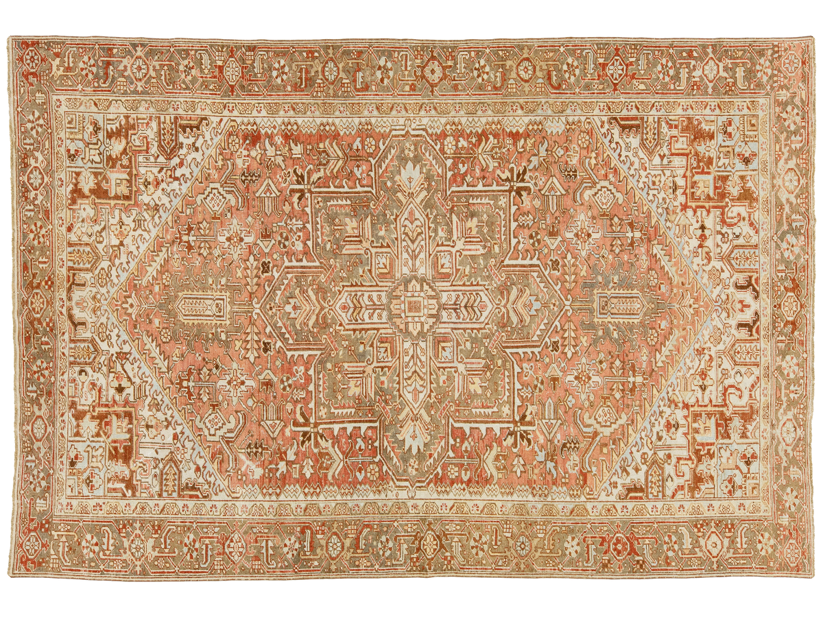 Antique Heriz Wool Rug 8 X 12
